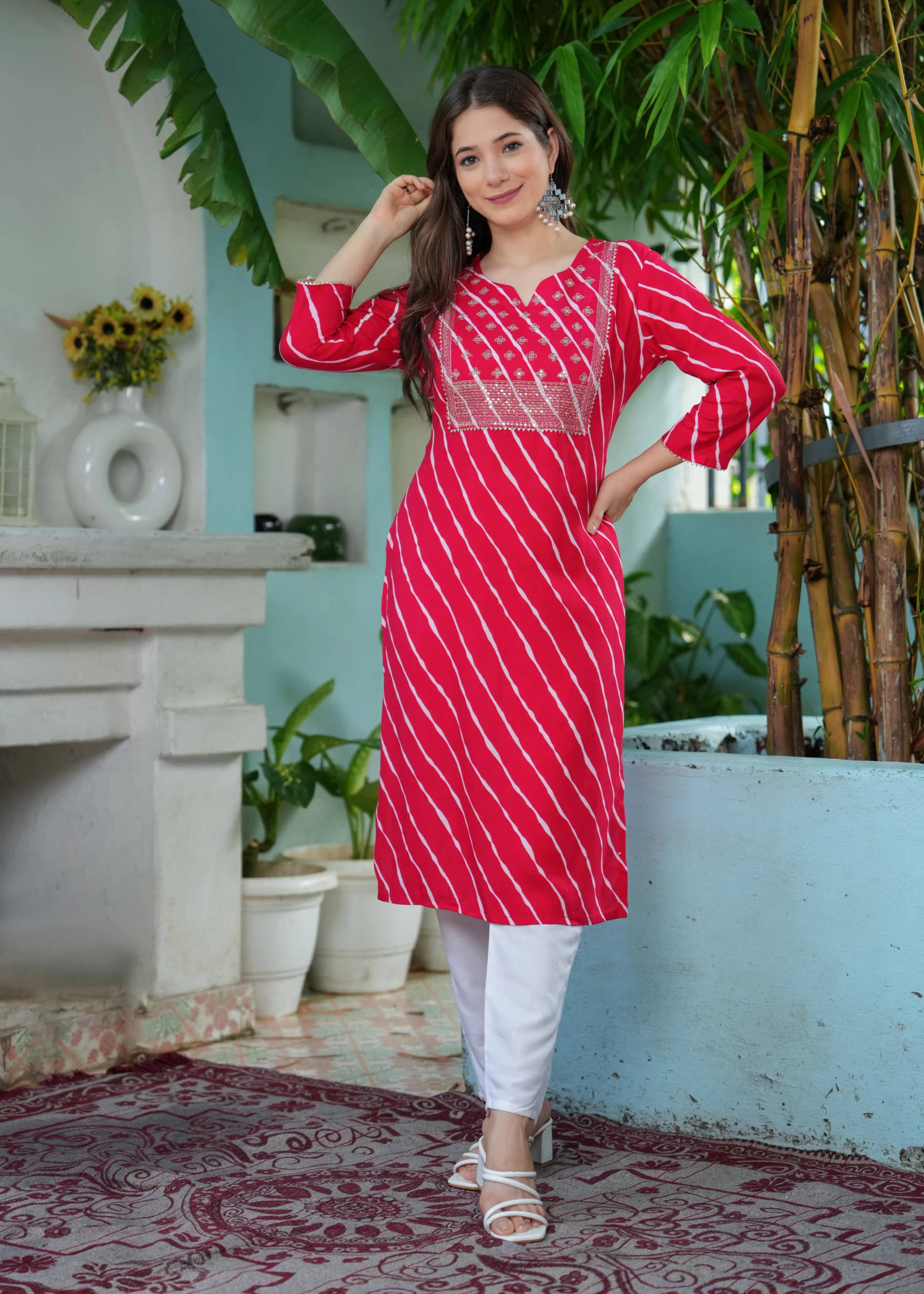 anushansa Women's Viscose Rayon Printed Straight Kurti - ( Pink ) anushansa Women's Viscose Rayon Printed Straight Kurti - ( Pink )