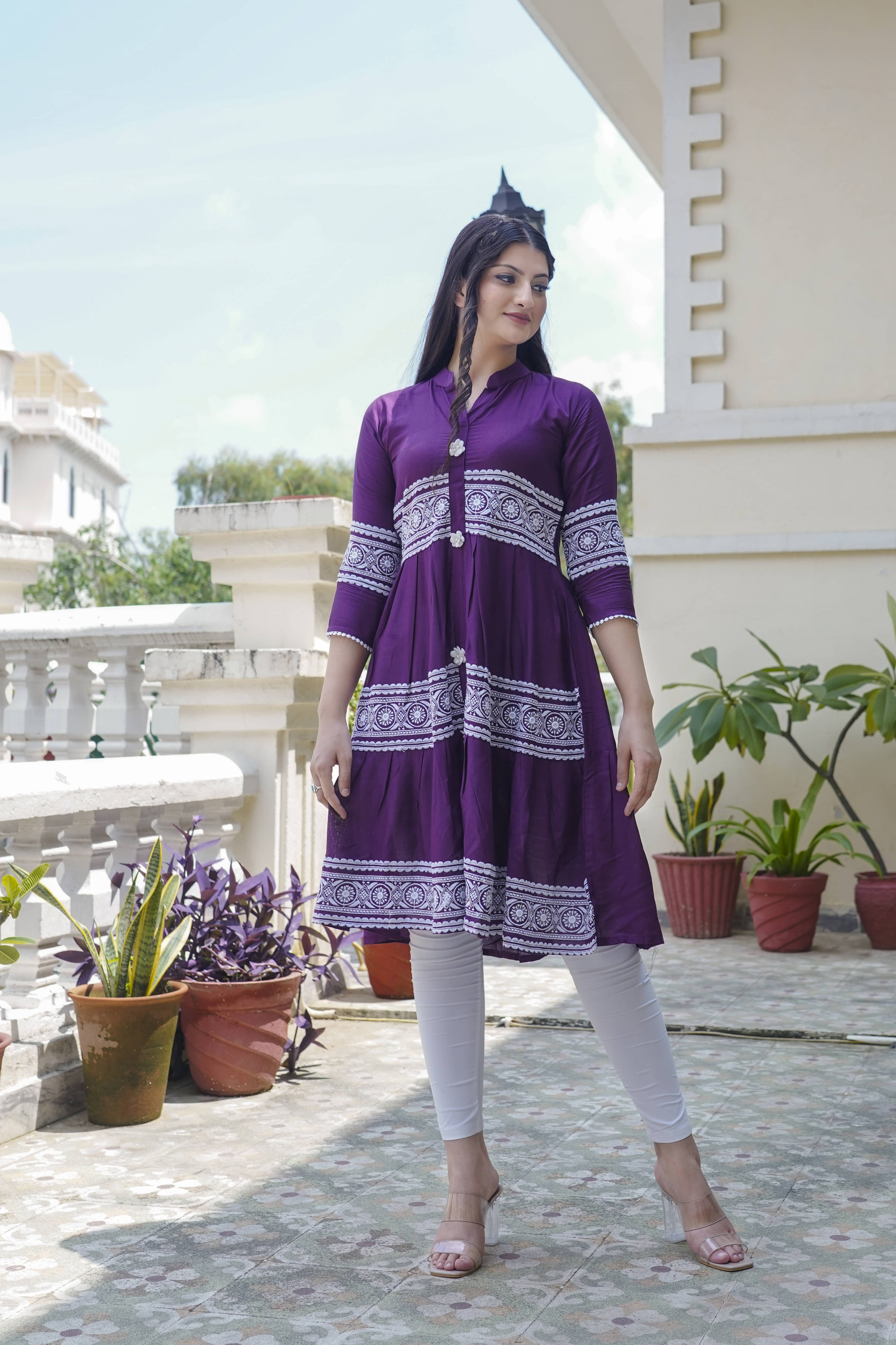 anushansa Women's Viscose Rayon Embroidered Anarkali Kurti - ( Purple ) anushansa Women's Viscose Rayon Embroidered Anarkali Kurti - ( Purple )