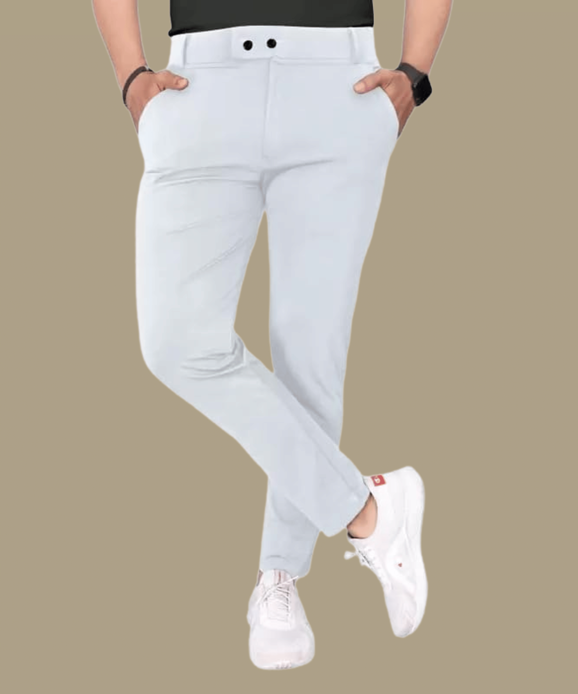     			ikigai Regular Flat Men's Chinos - White ( Pack of 1 )