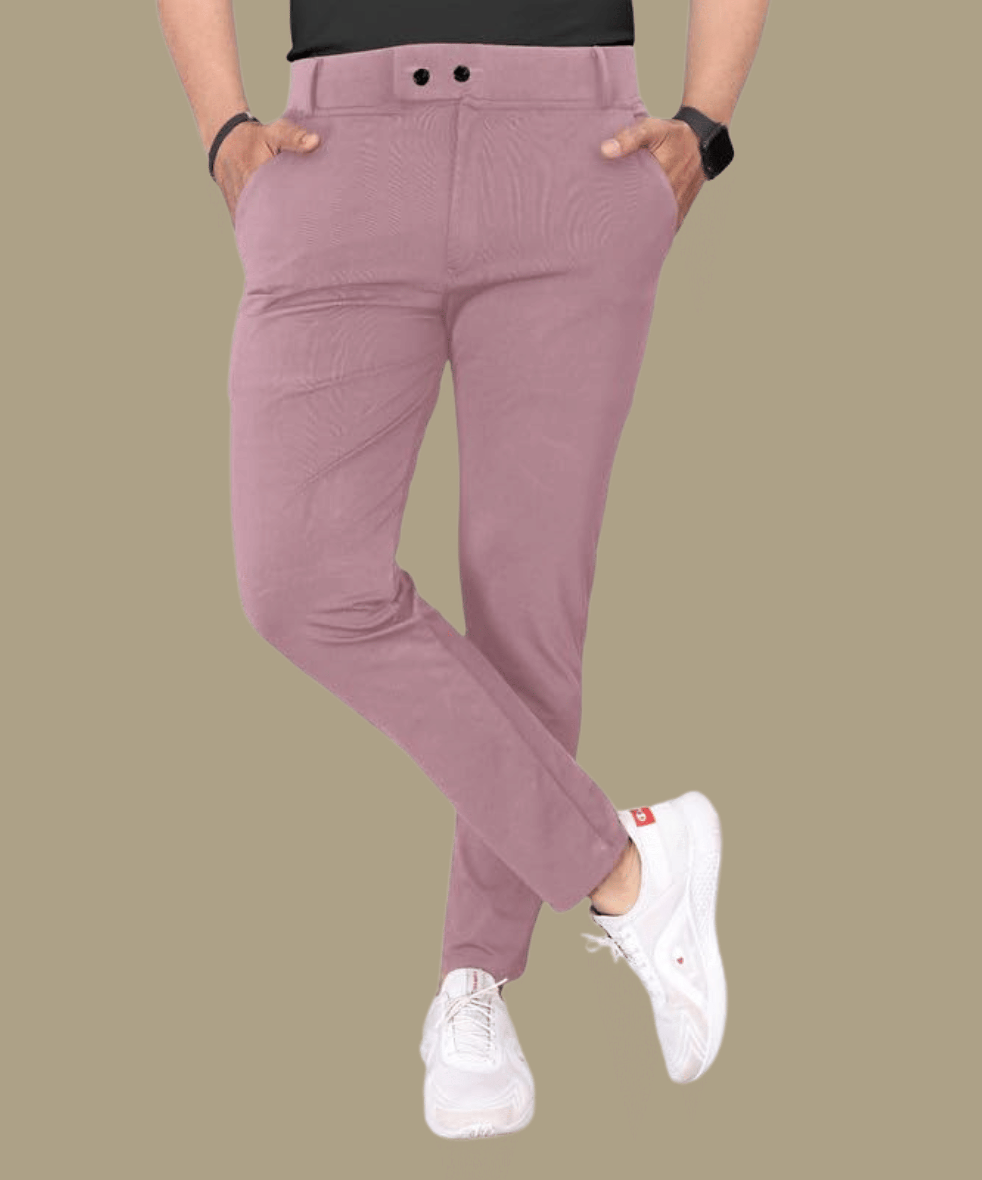 ikigai Regular Flat Men's Chinos - Pink ( Pack of 1 ) - Trousers | Buy online on ZillyBuy