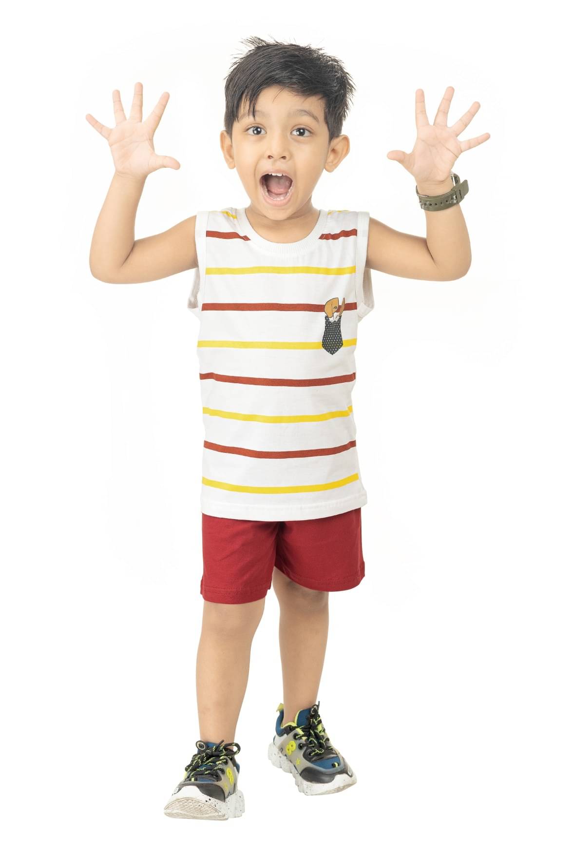 s muktar garments Pack of 1 Unisex Cotton Blend T-Shirt & Shorts Set ( Multicolor ) s muktar garments Pack of 1 Unisex Cotton Blend T-Shirt & Shorts Set ( Multicolor )