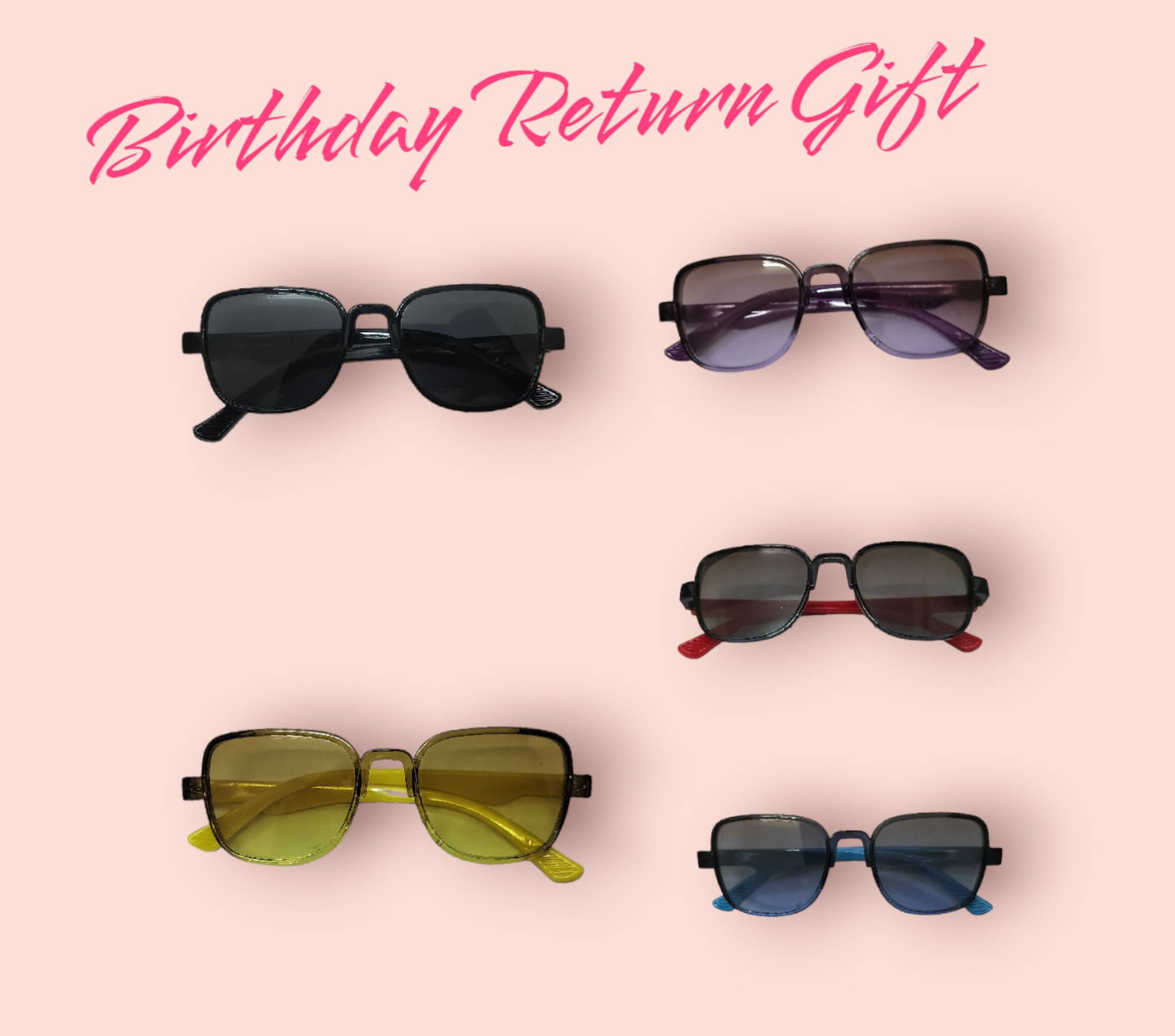     			uzak Multicolor Square Sunglasses ( Pack of 5 )