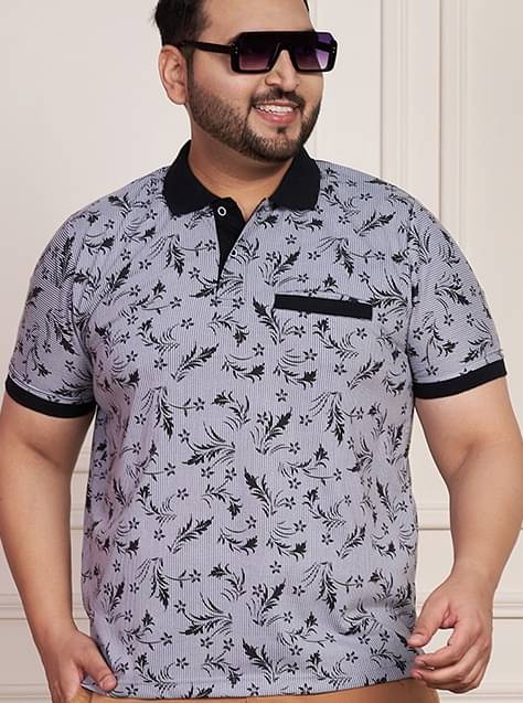     			AUSTIVO Men Cotton Blend Regular Fit Printed Polo T Shirt ( Blue )