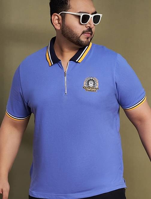     			AUSTIVO Men Cotton Blend Regular Fit Solid Polo T Shirt ( Blue )