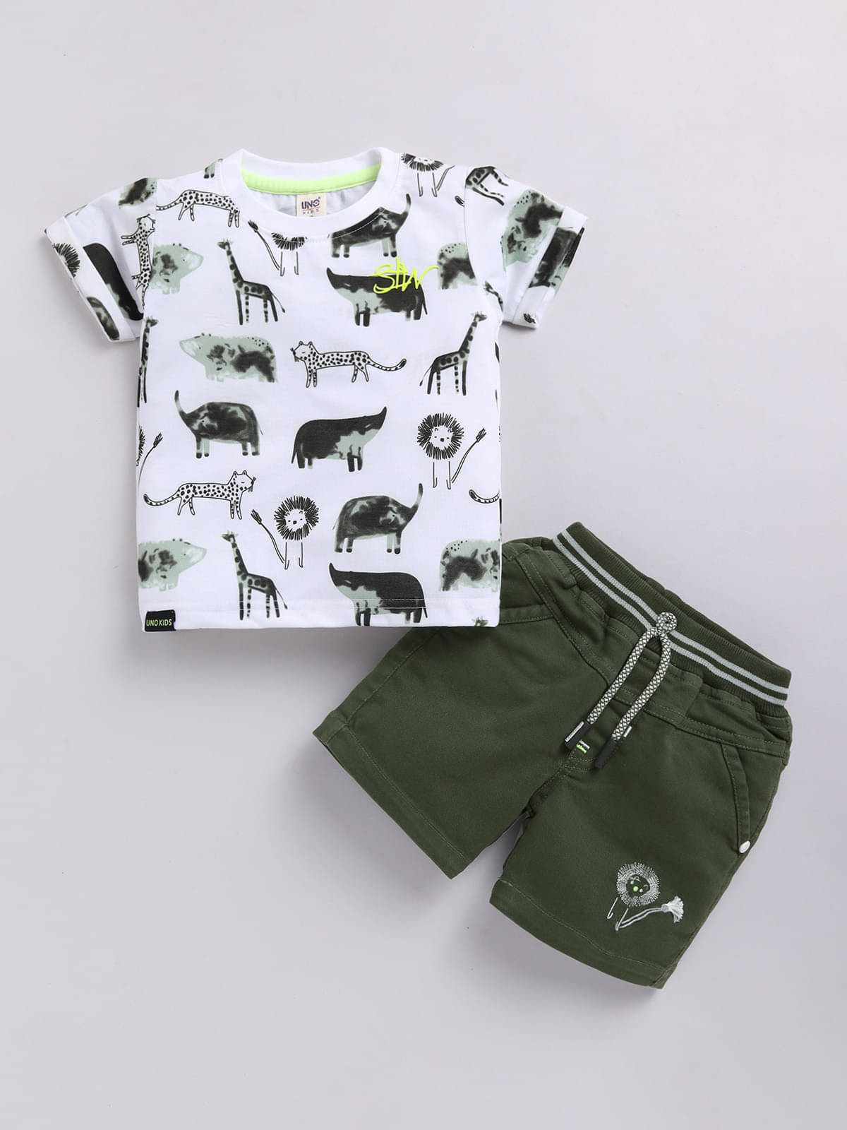     			BISKID Pack of 1 Baby Boys Cotton Blend T-shirt & Shorts ( White )