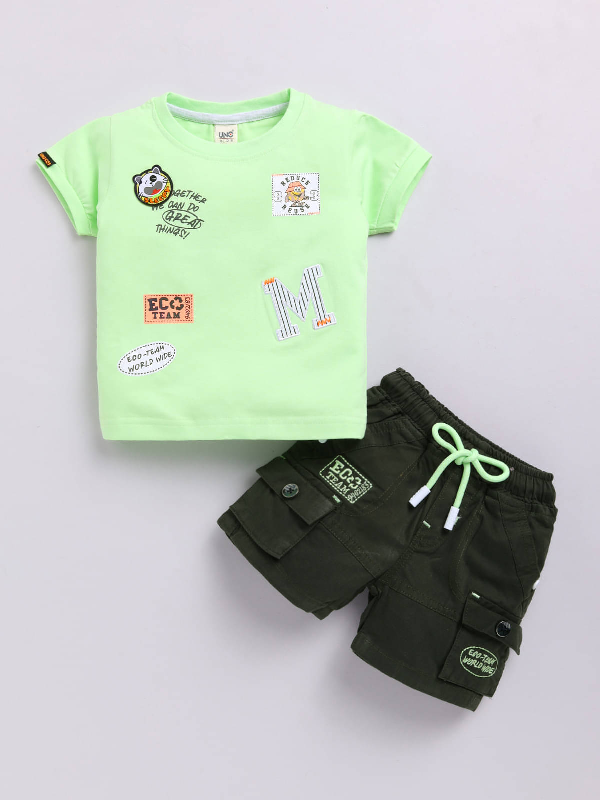     			BISKID Pack of 1 Baby Boys Cotton Blend T-shirt & Shorts ( Teal )
