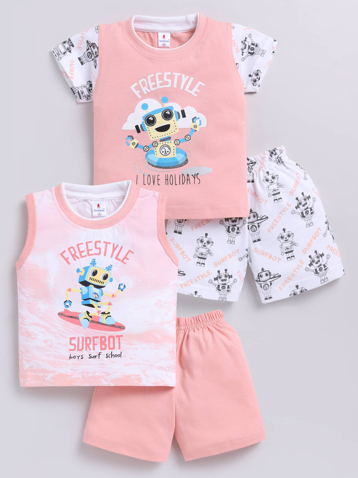     			BISKID Pack of 1 Baby Boys Cotton T-shirt & Shorts ( Pink )