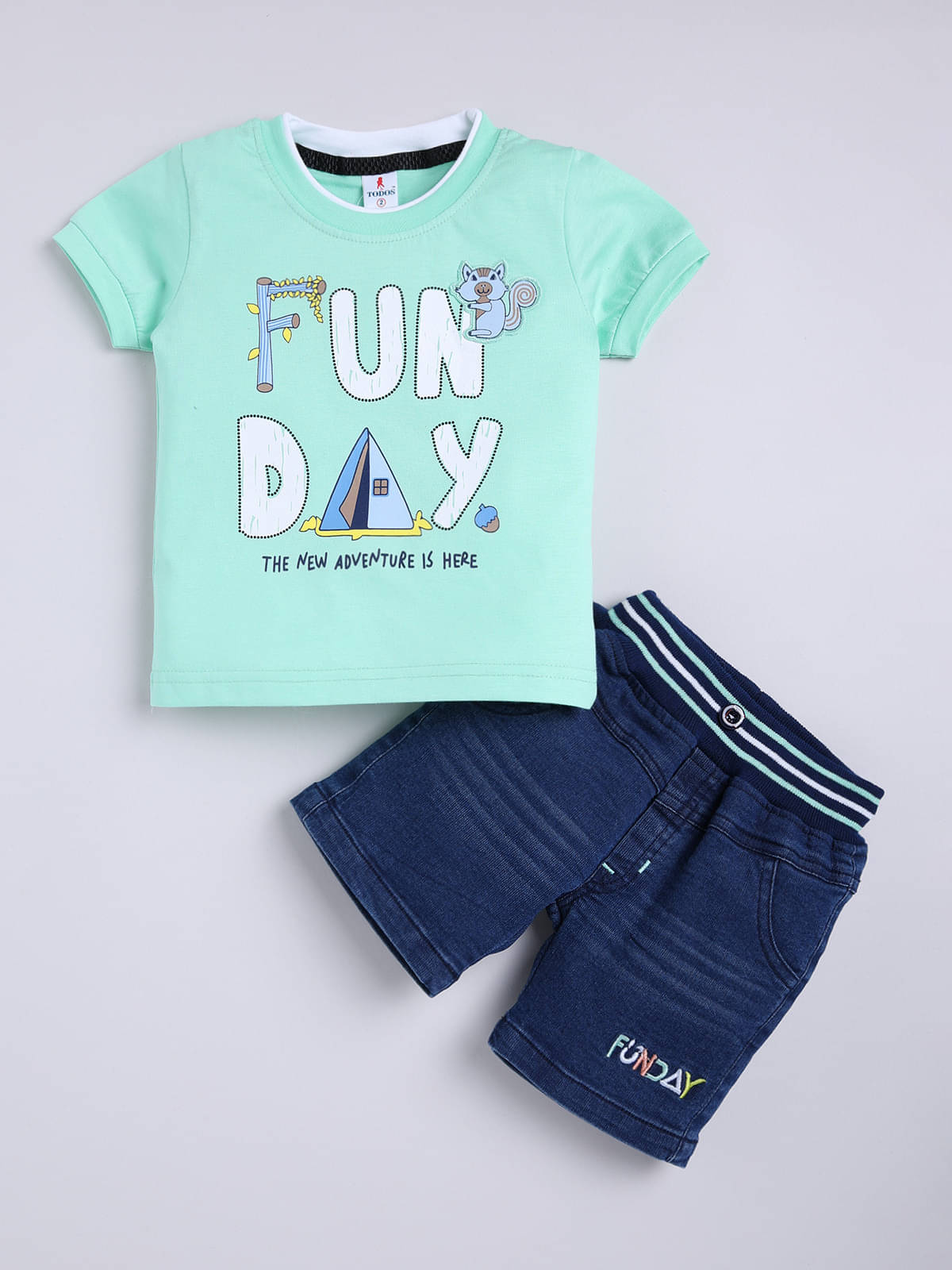     			BISKID Pack of 1 Baby Boys Cotton T-shirt & Shorts ( Sea Green )