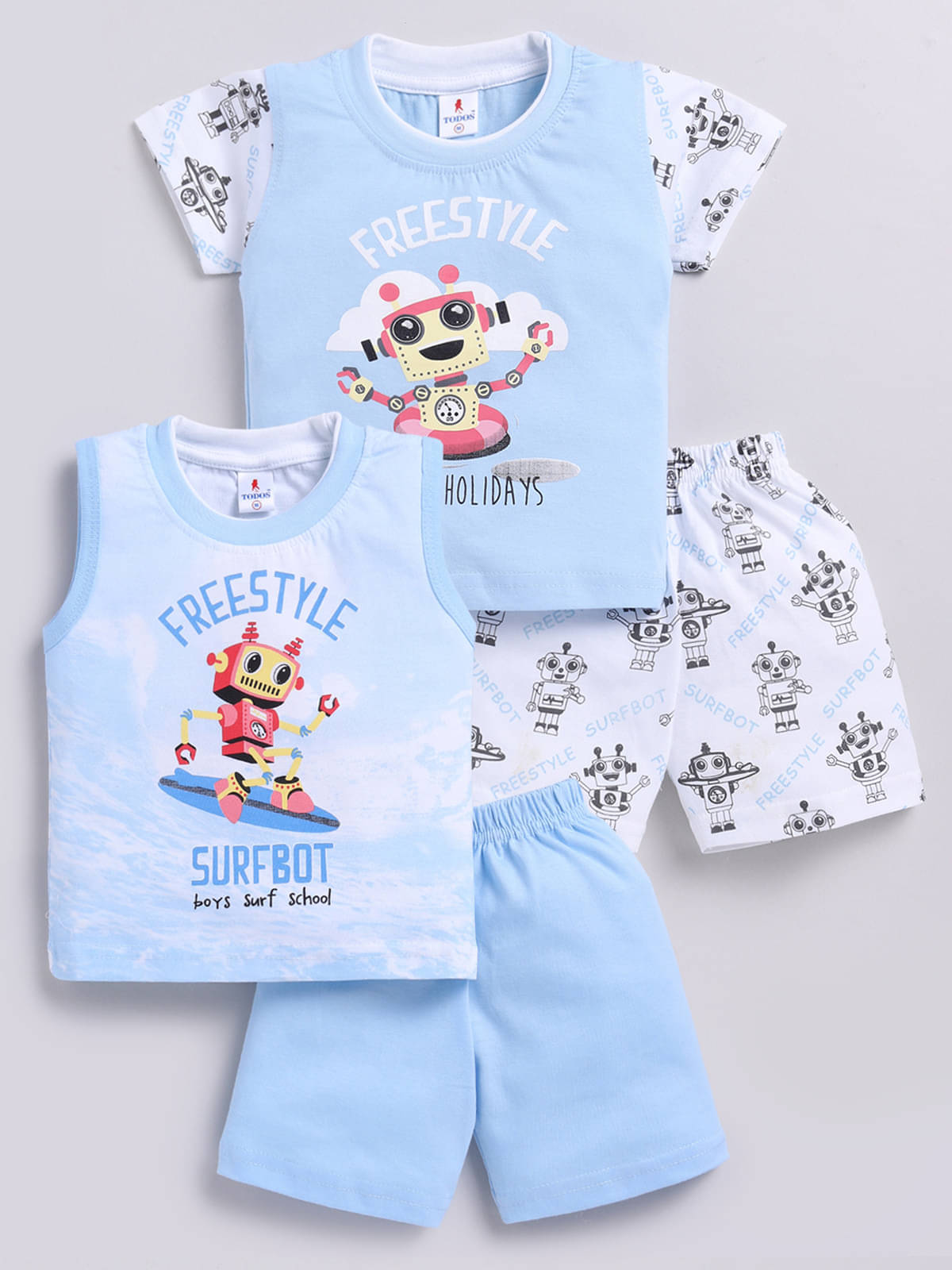     			BISKID Pack of 1 Baby Boys Cotton T-shirt & Shorts ( Light Blue )