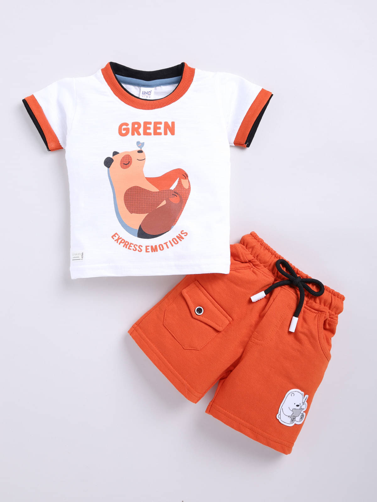     			BISKID Pack of 1 Baby Boys Cotton T-shirt & Shorts ( White )