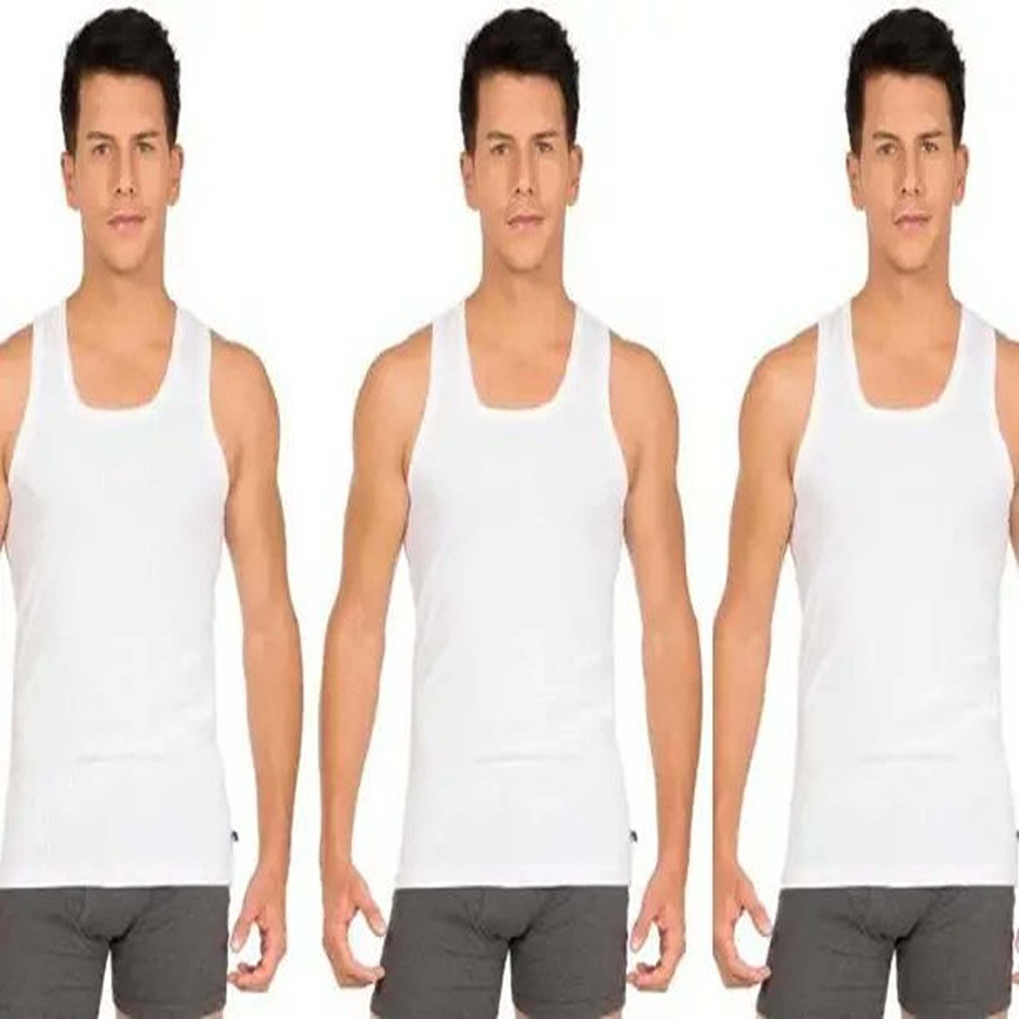     			CAVENDRES Pack of 3 Cotton Basic Vest For Men ( White )