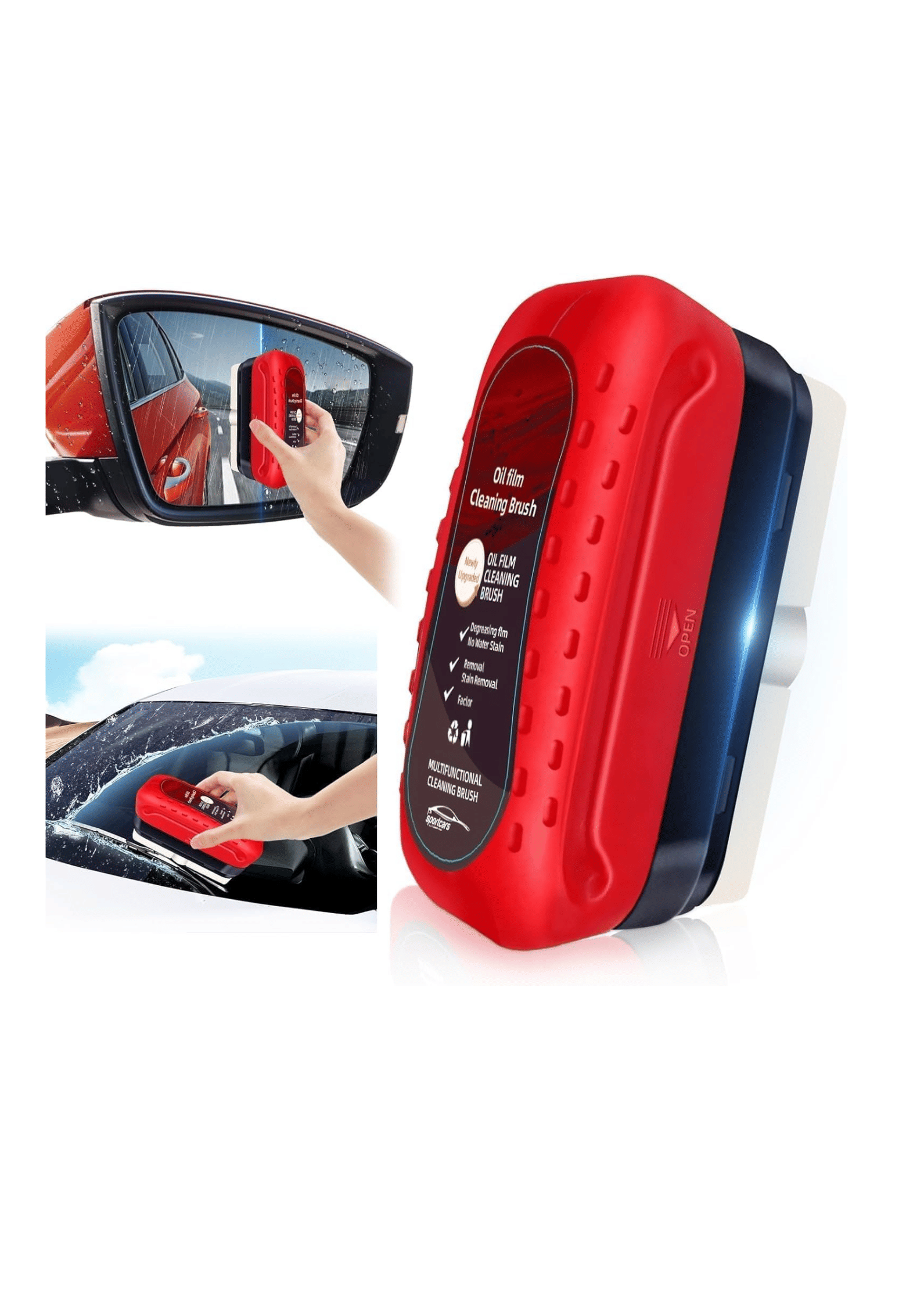 KRAMOX Automotive Oil Film Cleaning Brush, Glass Cleaning Board, Car Glass Oil Film Removal Cleaner, Powerful Windshield Cleaner & Oil Film Remover, Enhance Visual Effect Of Windshield