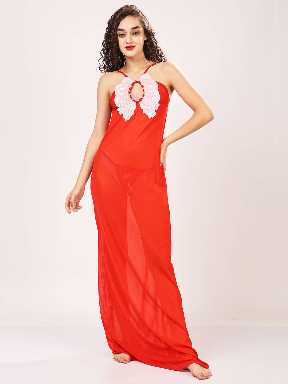     			Lola Dola Red Net Women's Nightwear Baby Doll Dresses With Panty ( Pack of 1 )