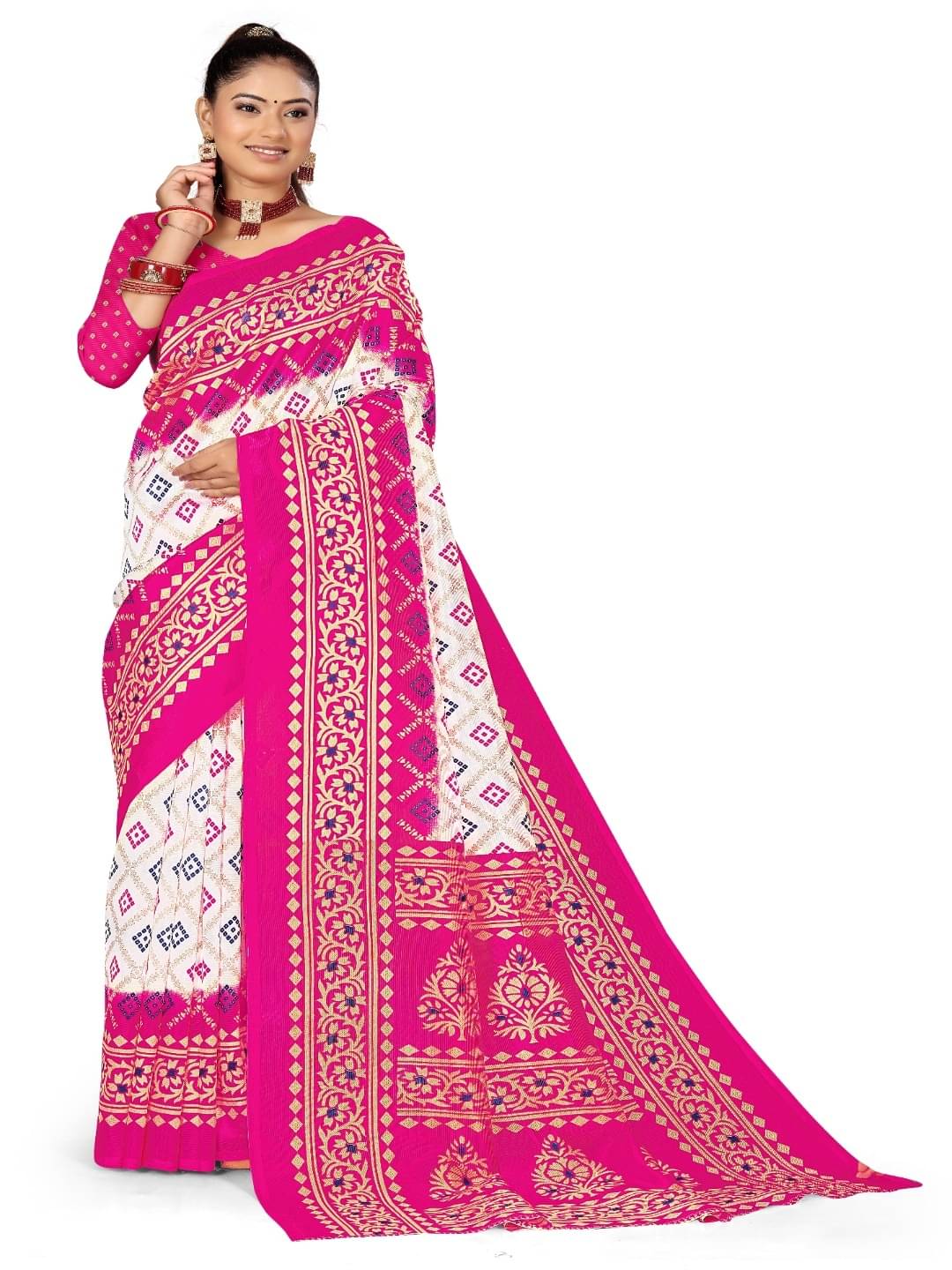 Maayro Mysore Silk Printed Saree With Unstitched Blouse Piece ( Pink ) Maayro Mysore Silk Printed Saree With Unstitched Blouse Piece ( Pink )