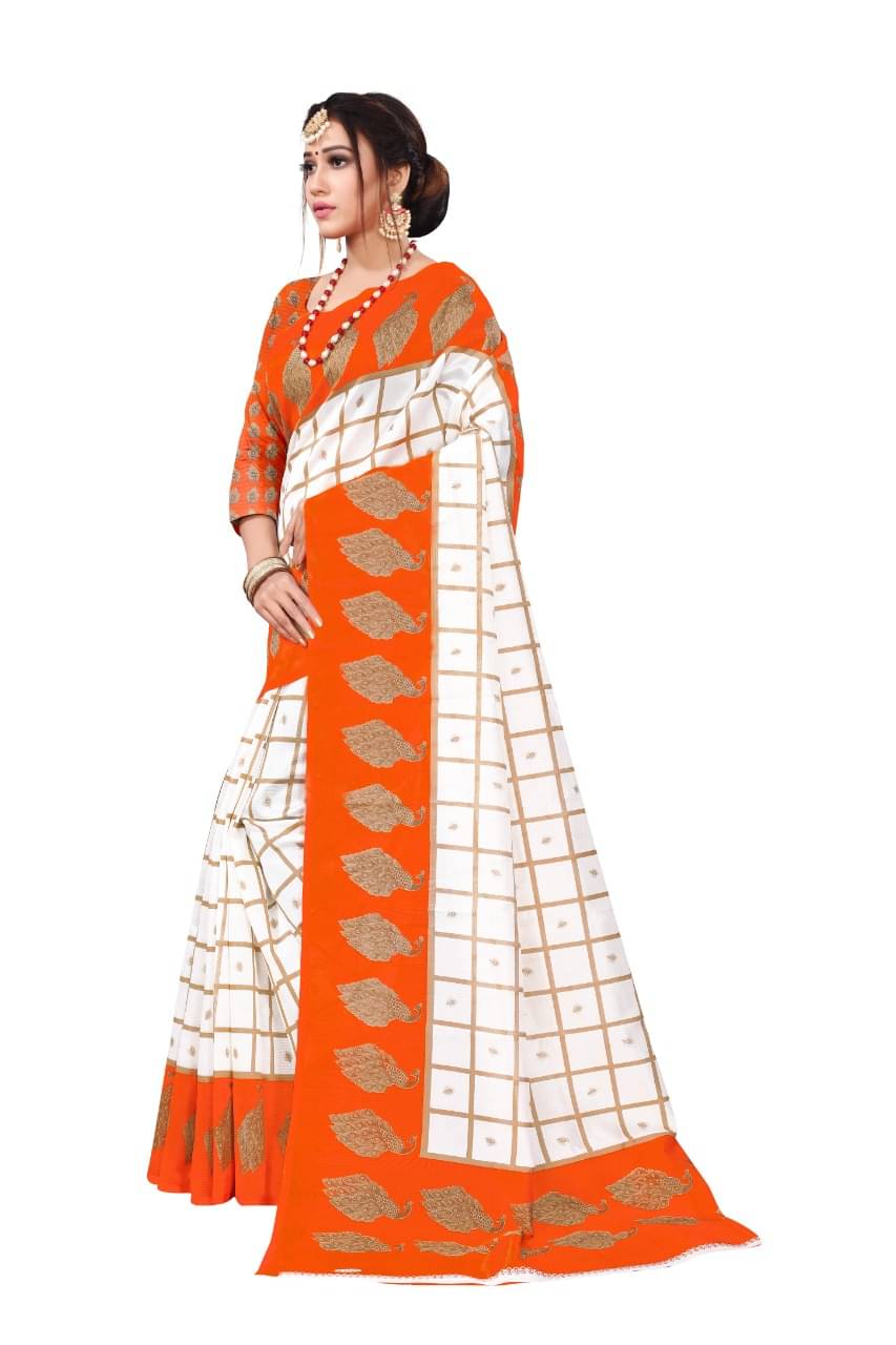     			Maayro Mysore Silk Printed Saree With Unstitched Blouse Piece ( Rust )