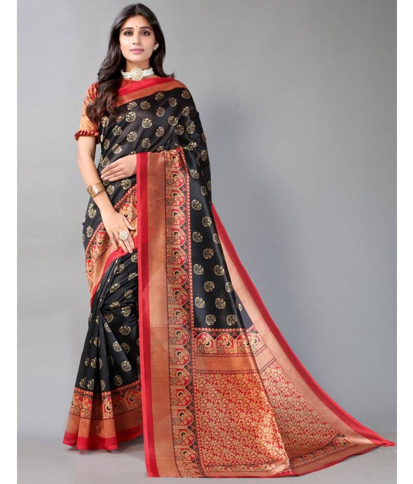     			Maayro Mysore Silk Printed Saree With Unstitched Blouse Piece ( Multicolor 1 )