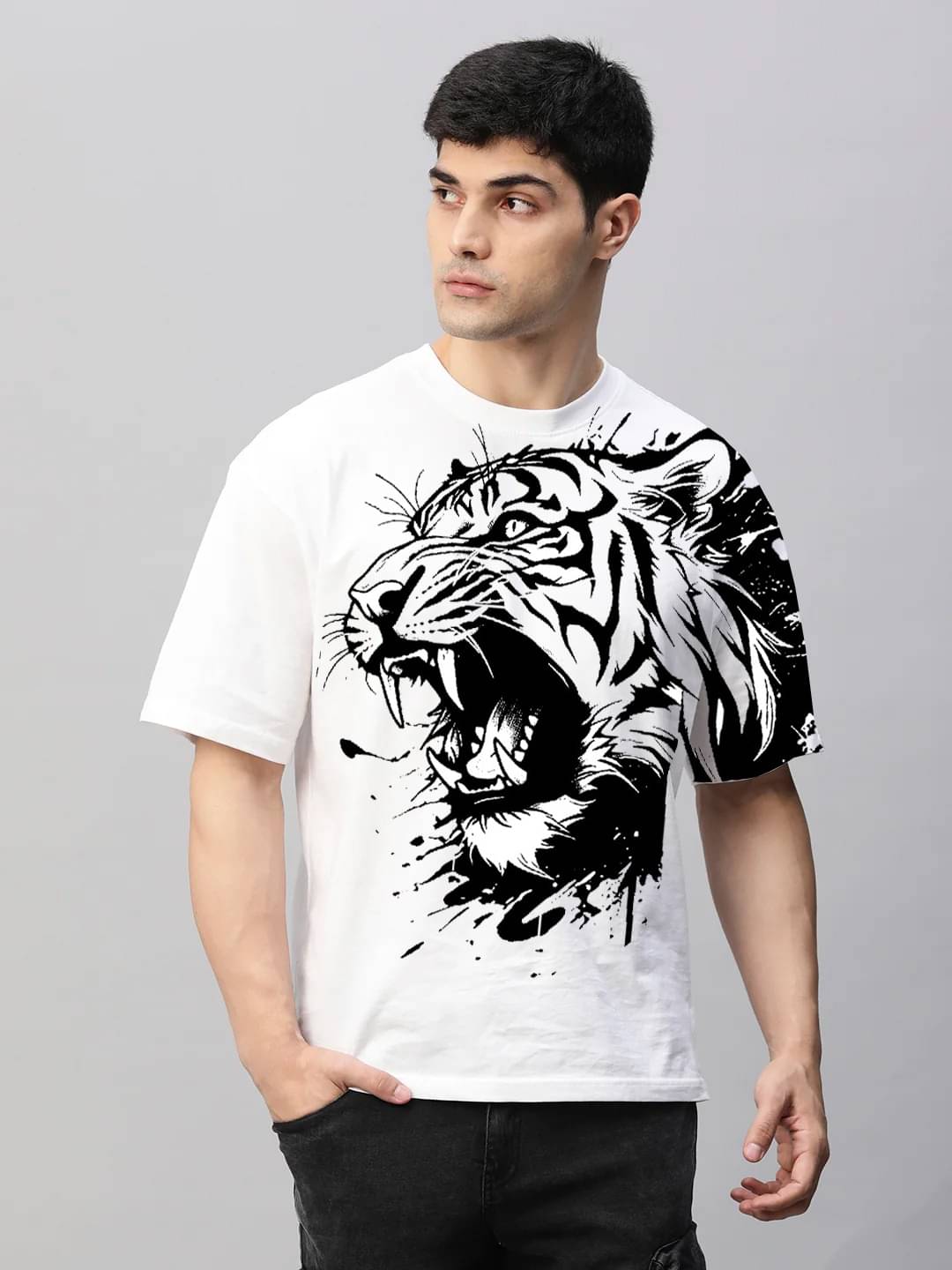     			SPAB Men Cotton Regular Fit Printed T-Shirt ( Black )
