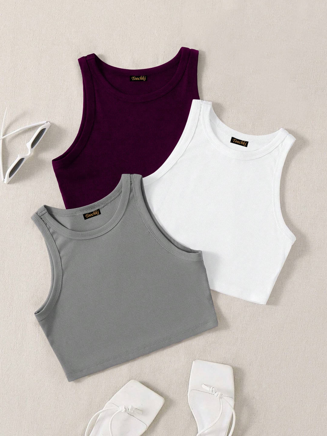 TOOCHKI Women's Lycra Crop Top ( Grey )     			TOOCHKI Women's Lycra Crop Top ( Grey )