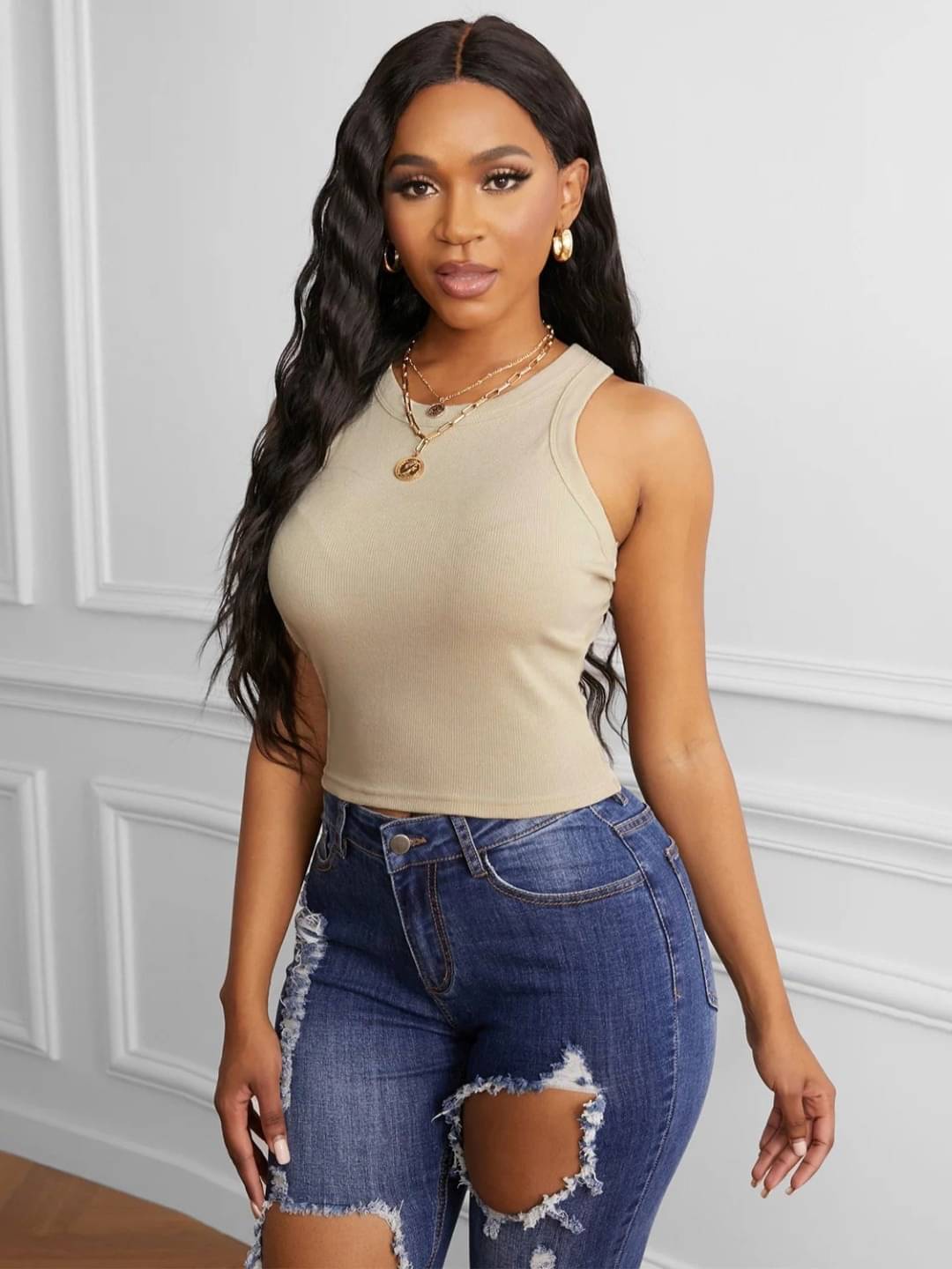TOOCHKI Women's Lycra Tank Top ( Beige ) TOOCHKI Women's Lycra Tank Top ( Beige )
