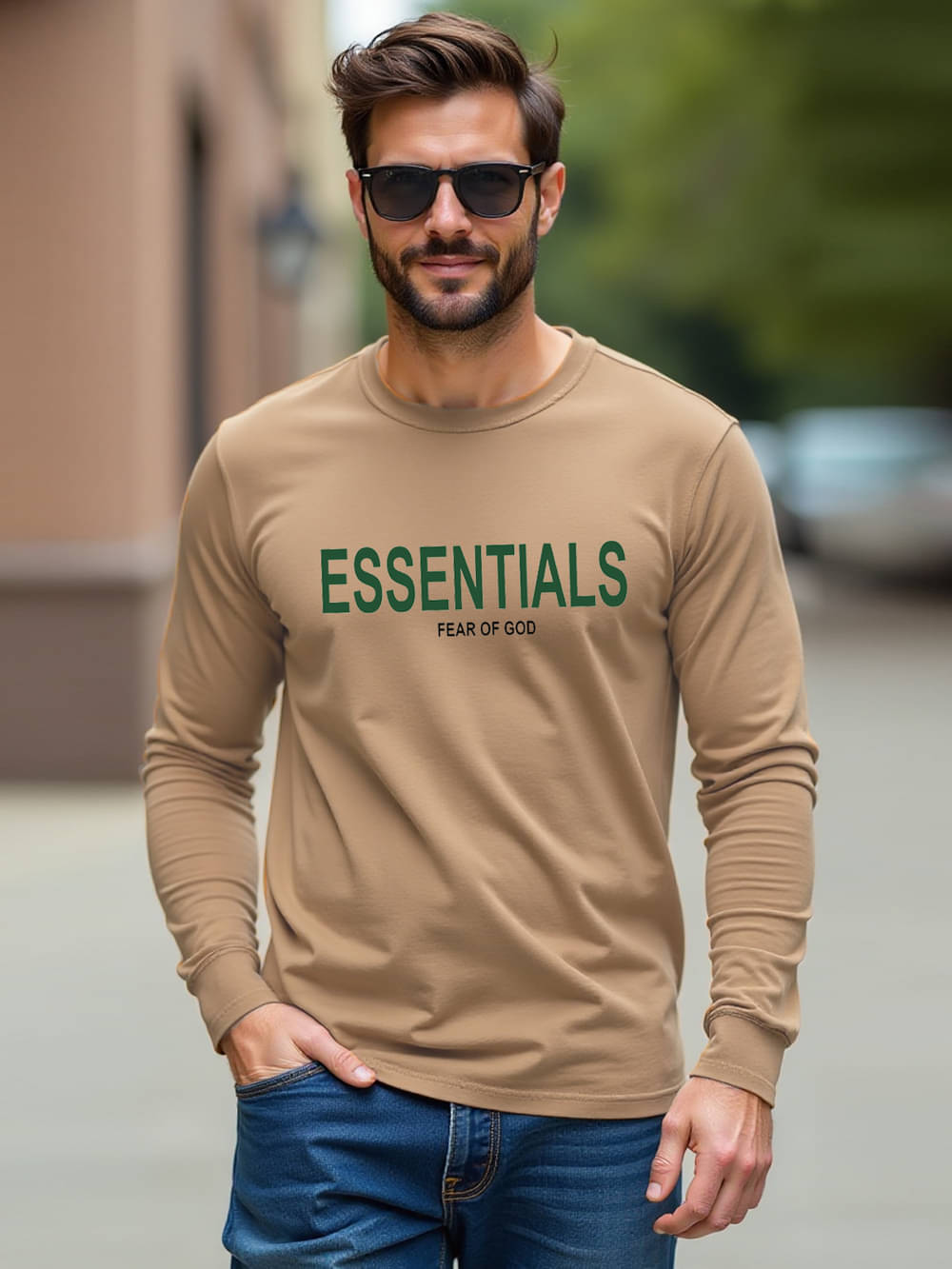     			VIOUR Men Cotton Regular Fit Printed T-Shirt ( Beige )