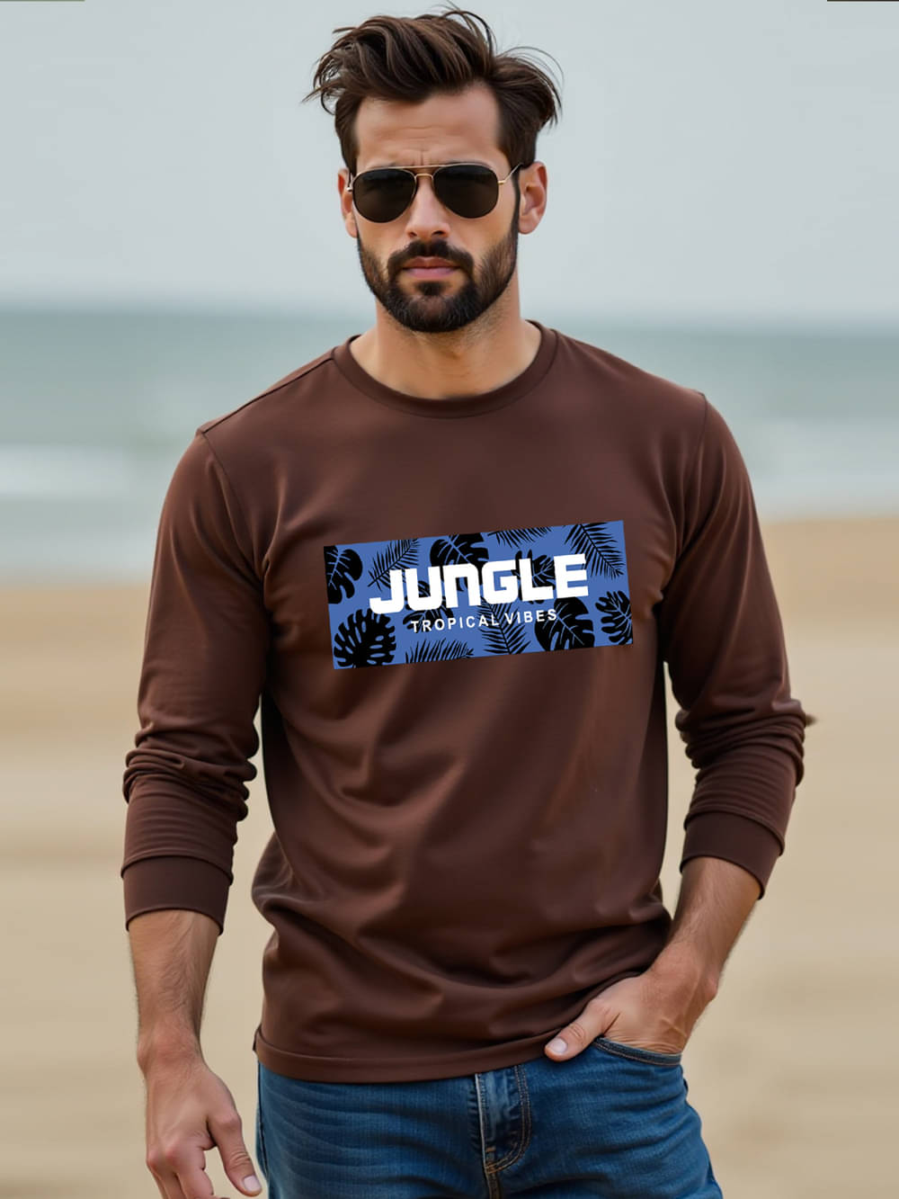 VIOUR Men Cotton Regular Fit Printed T-Shirt ( Brown ) VIOUR Men Cotton Regular Fit Printed T-Shirt ( Brown )