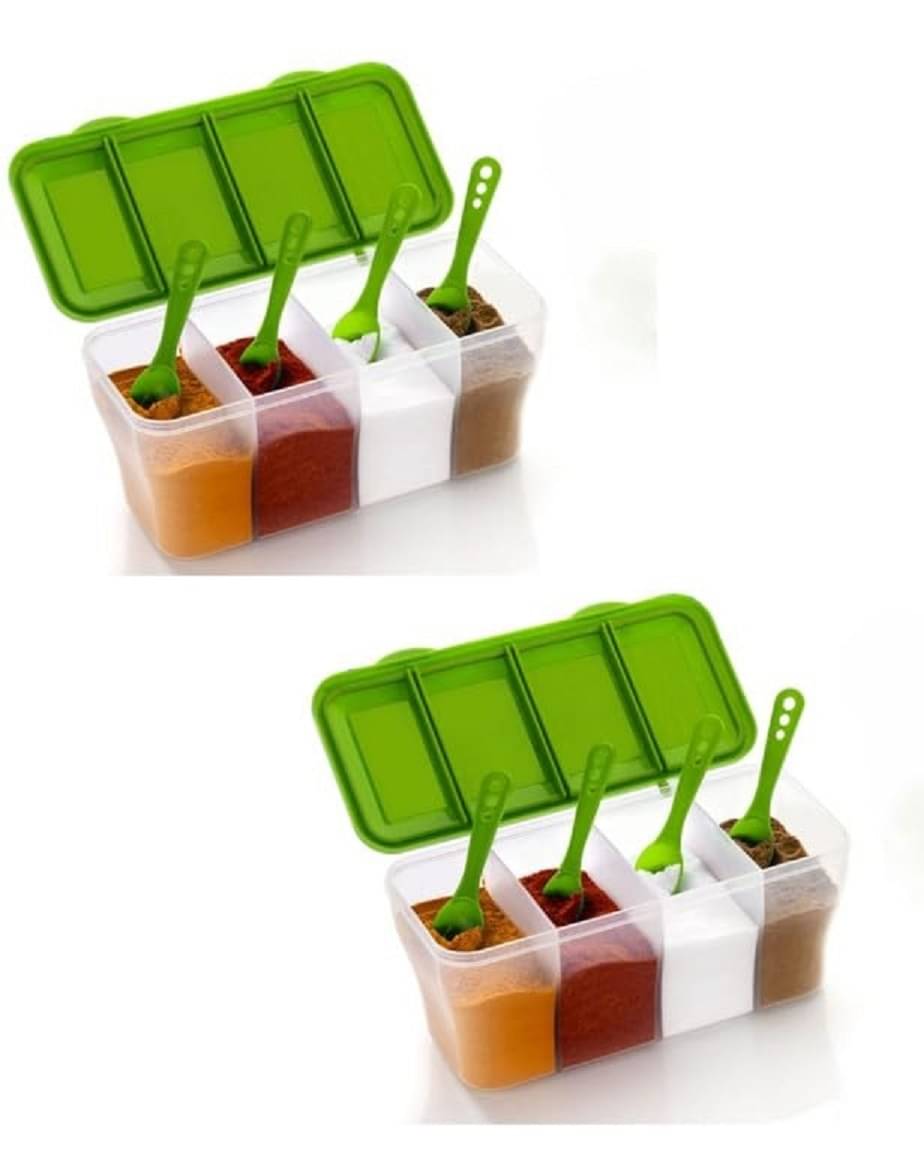     			BRANZY 4 IN 1 Containers Plastic Green Spice Container ( Set of 2 )