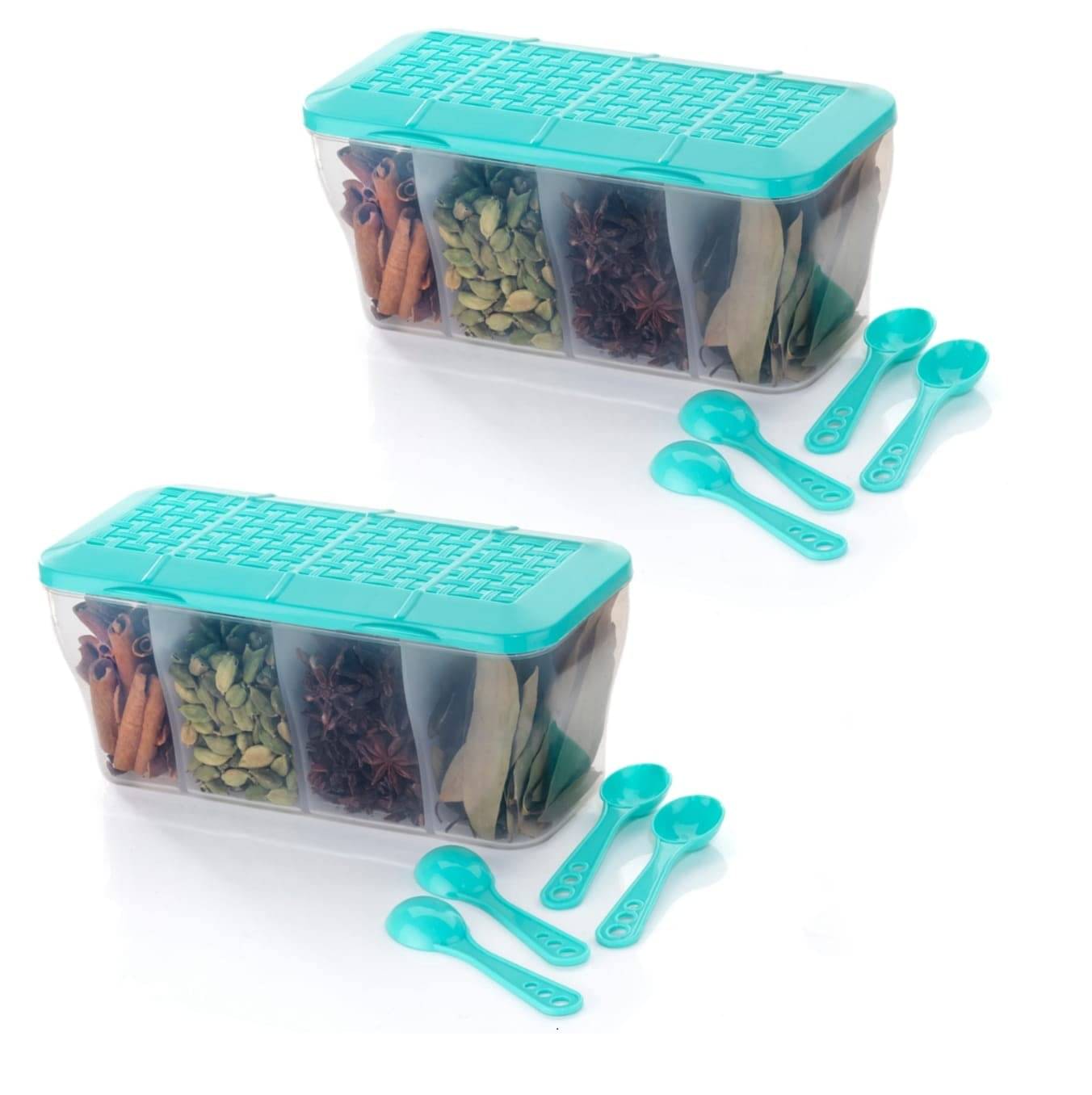 BRANZY 4 IN 1 Containers Plastic Light Blue Spice Container ( Set of 2 ) BRANZY 4 IN 1 Containers Plastic Light Blue Spice Container ( Set of 2 )