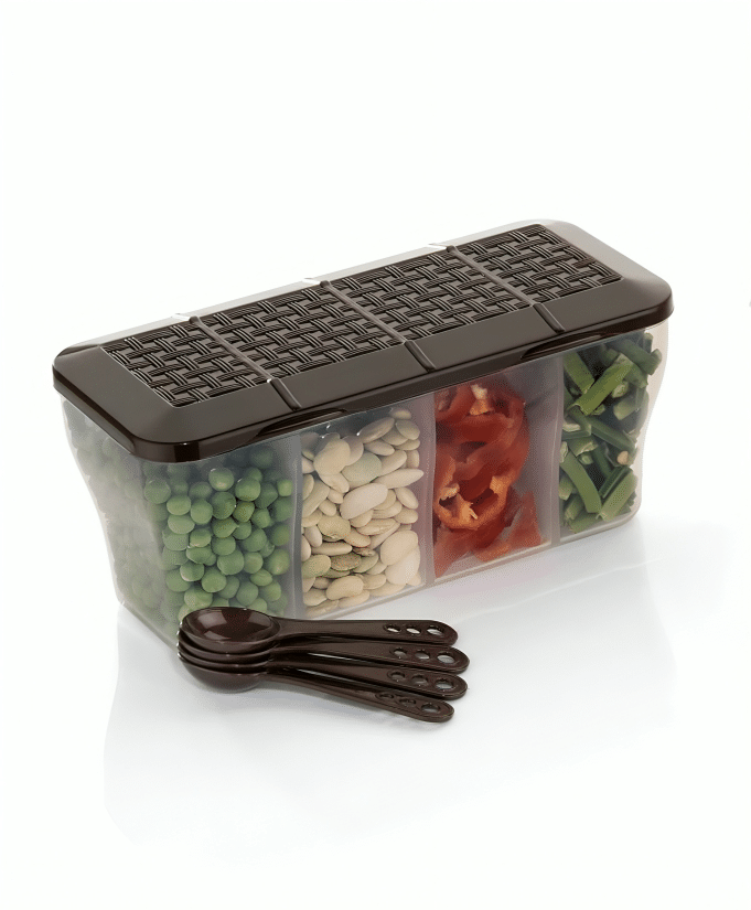 BRANZY 4 IN 1 Containers Plastic Brown Spice Container ( Set of 1 ) BRANZY 4 IN 1 Containers Plastic Brown Spice Container ( Set of 1 )