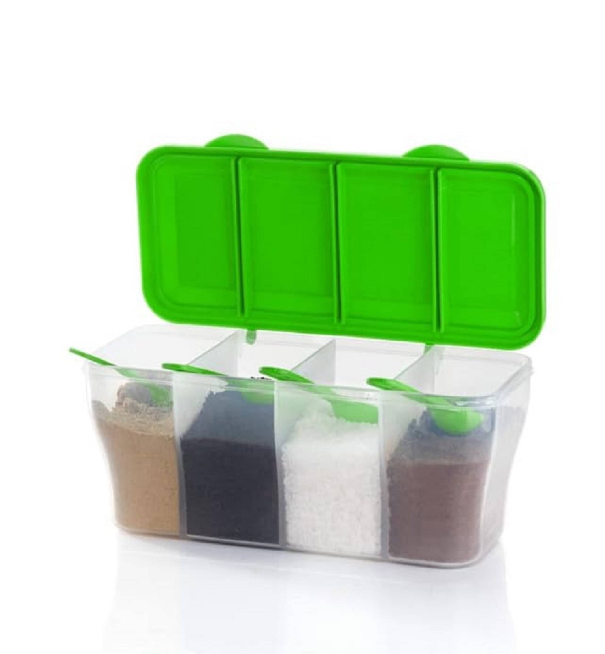BRANZY 4 IN 1 Containers Plastic Green Spice Container ( Set of 1 ) BRANZY 4 IN 1 Containers Plastic Green Spice Container ( Set of 1 )