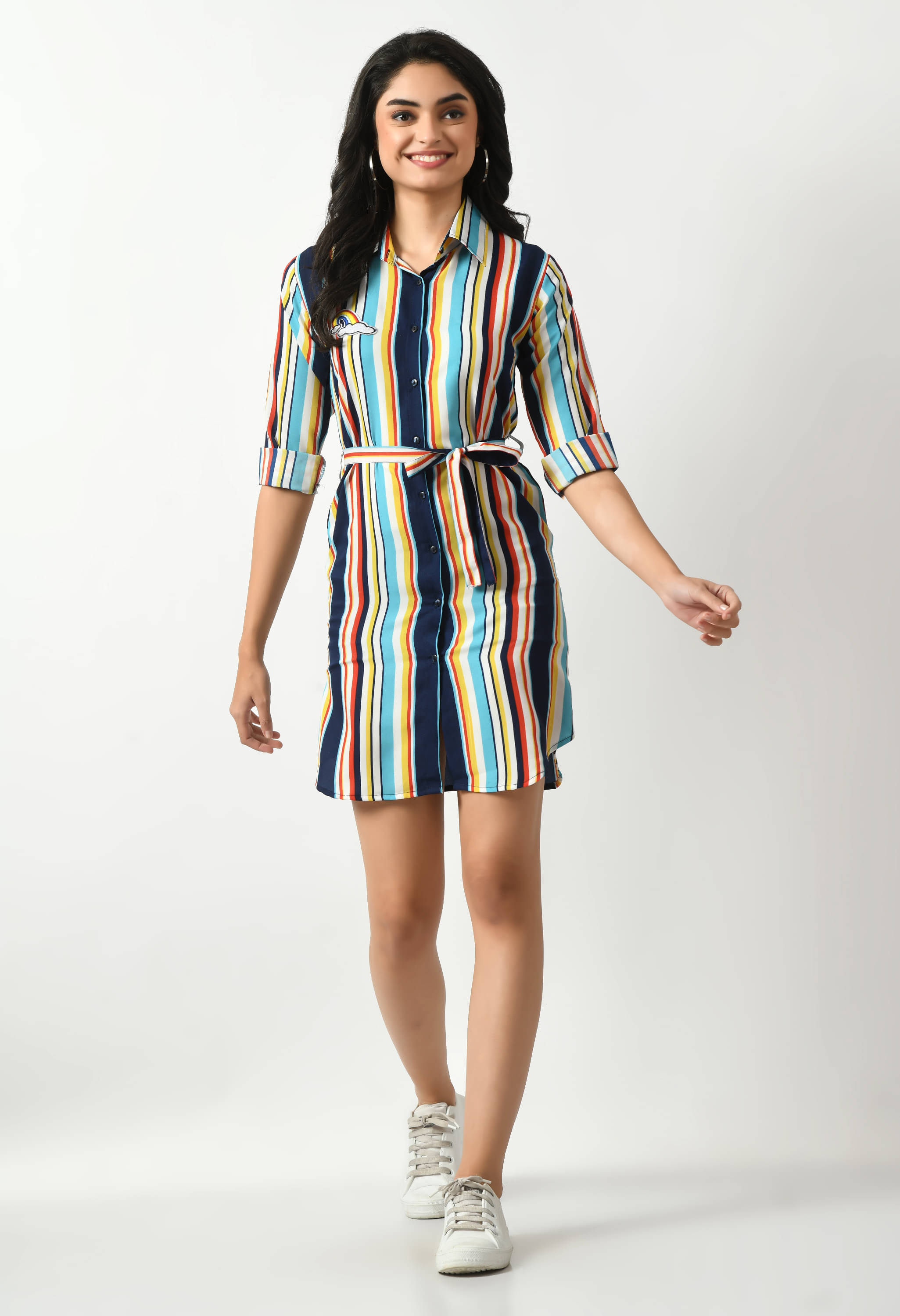 Fasanger Women's Crepe Printed Shirt Dress ( Multicolor ) Fasanger Women's Crepe Printed Shirt Dress ( Multicolor )