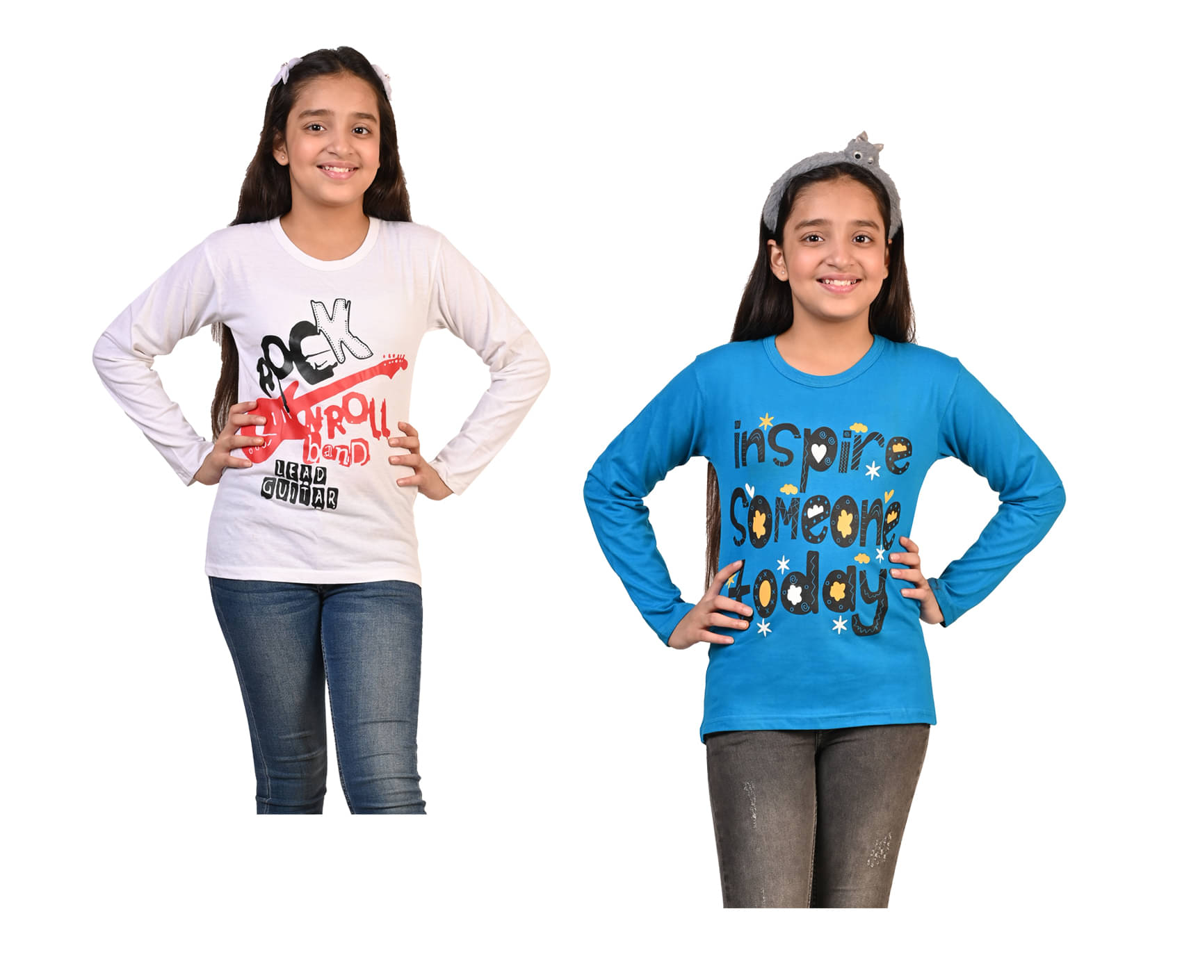     			IndiWeaves Pack of 2 Girls Cotton T-Shirt ( Multicolor )