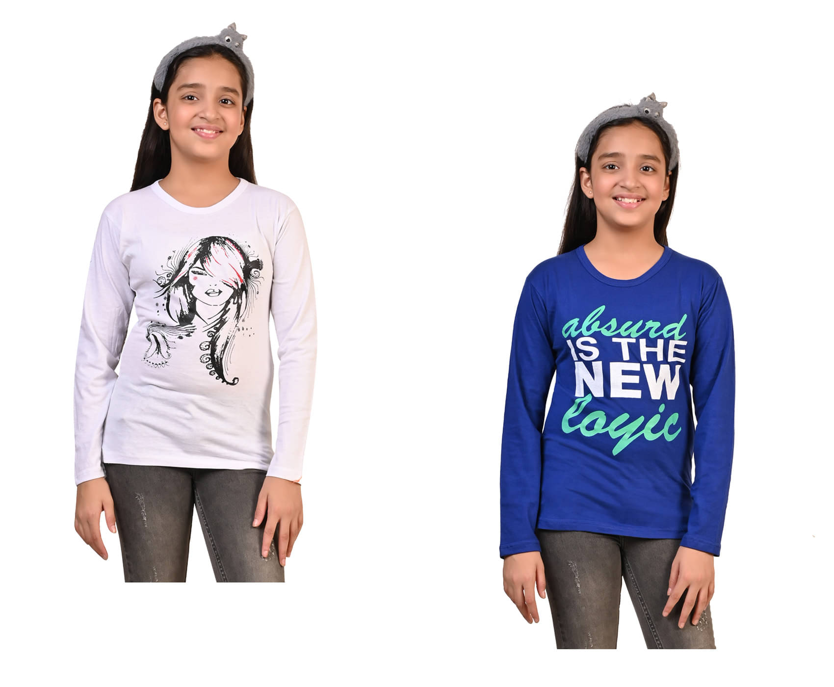     			IndiWeaves Pack of 2 Girls Cotton T-Shirt ( Multicolor )