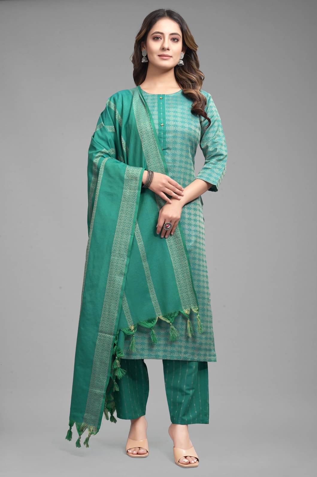     			MEHUL TEXTILE / MVC GROUP OF COMPANY Women Cotton Self Design Straight Kurti With Pants ( Blue )