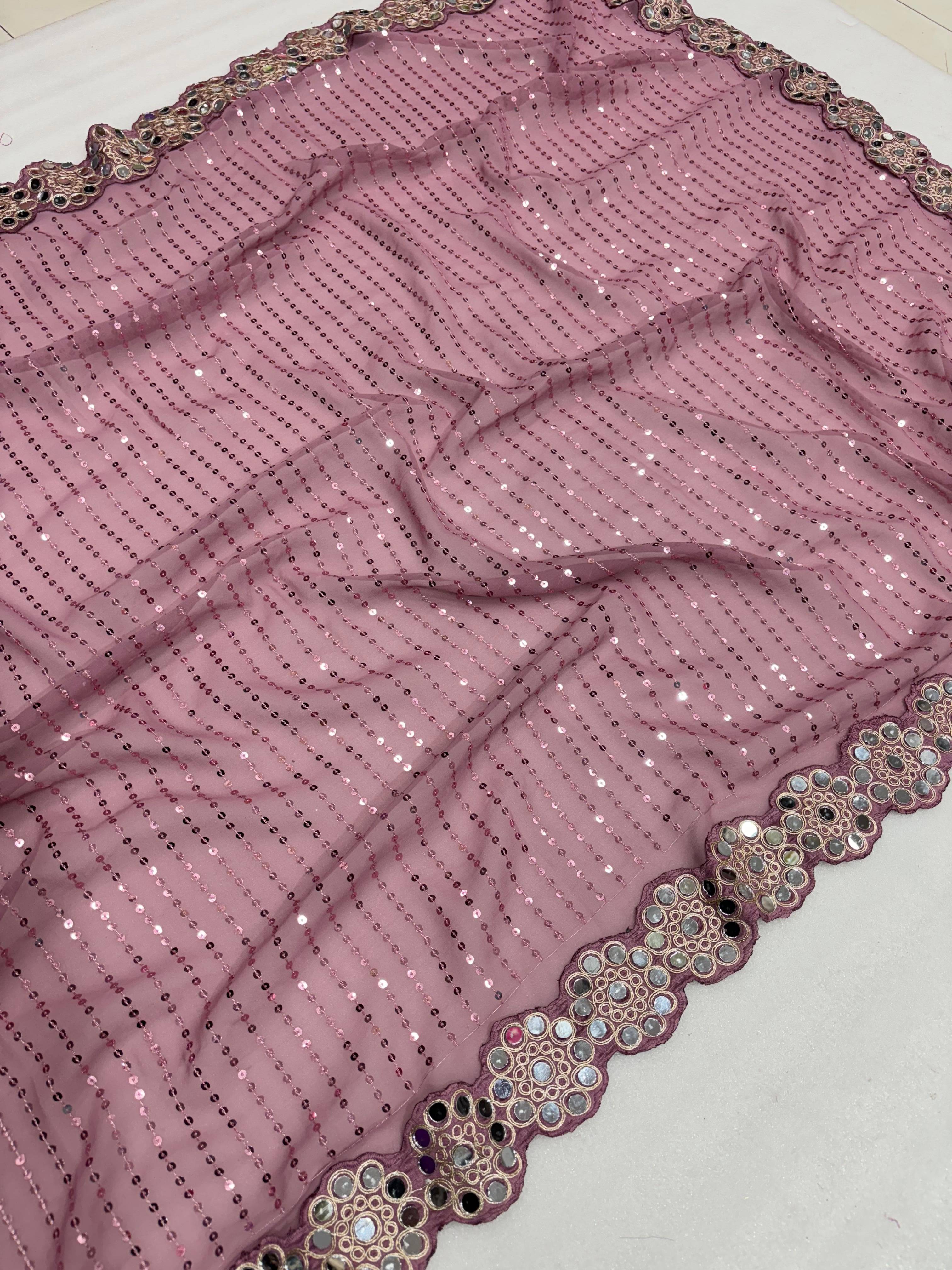 Nil Madhav Art Georgette Embroidered Saree With Unstitched Blouse Piece ( Pink ) Nil Madhav Art Georgette Embroidered Saree With Unstitched Blouse Piece ( Pink )