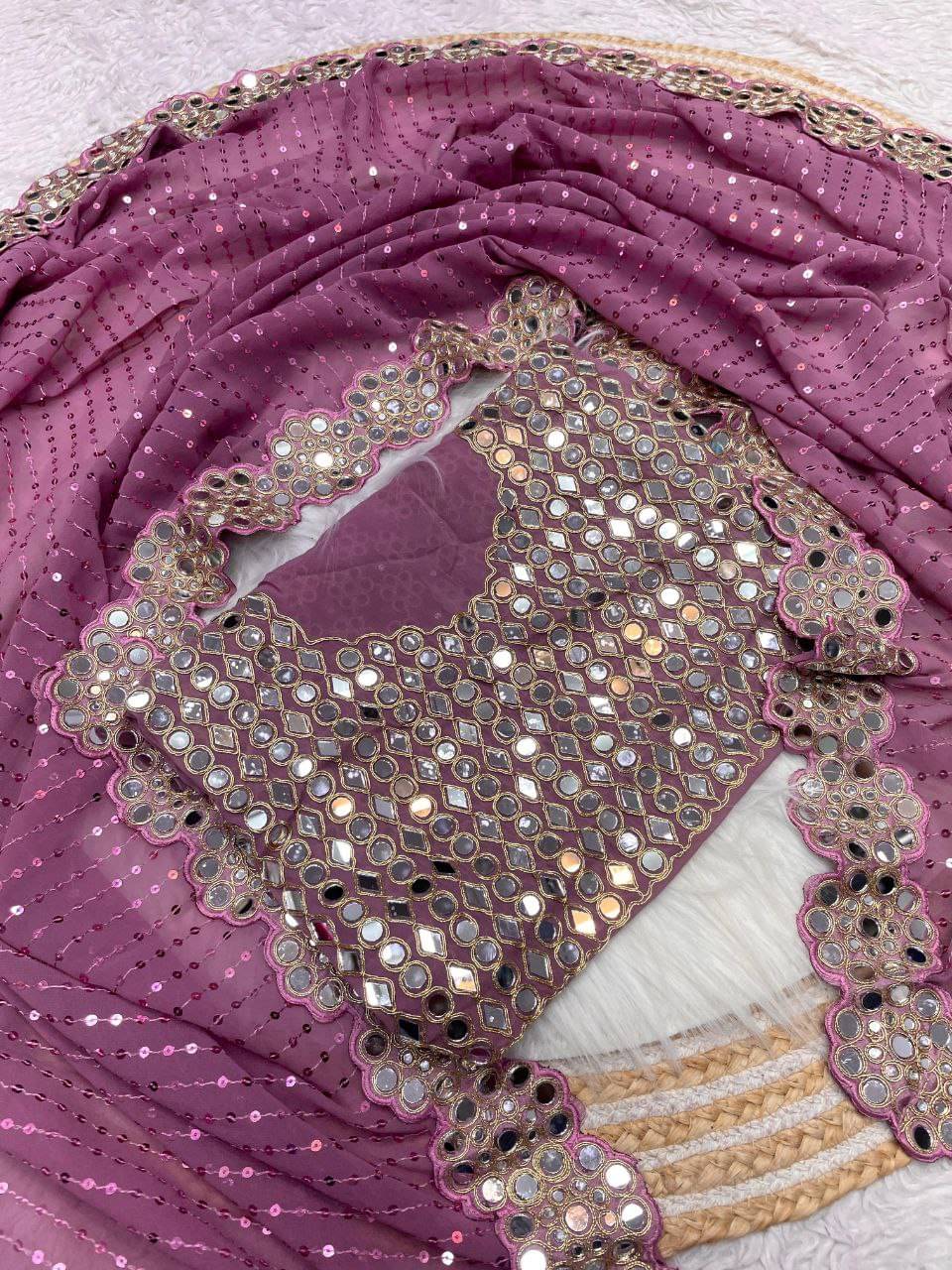 Nil Madhav Art Georgette Embroidered Saree With Unstitched Blouse Piece ( Pink ) Nil Madhav Art Georgette Embroidered Saree With Unstitched Blouse Piece ( Pink )