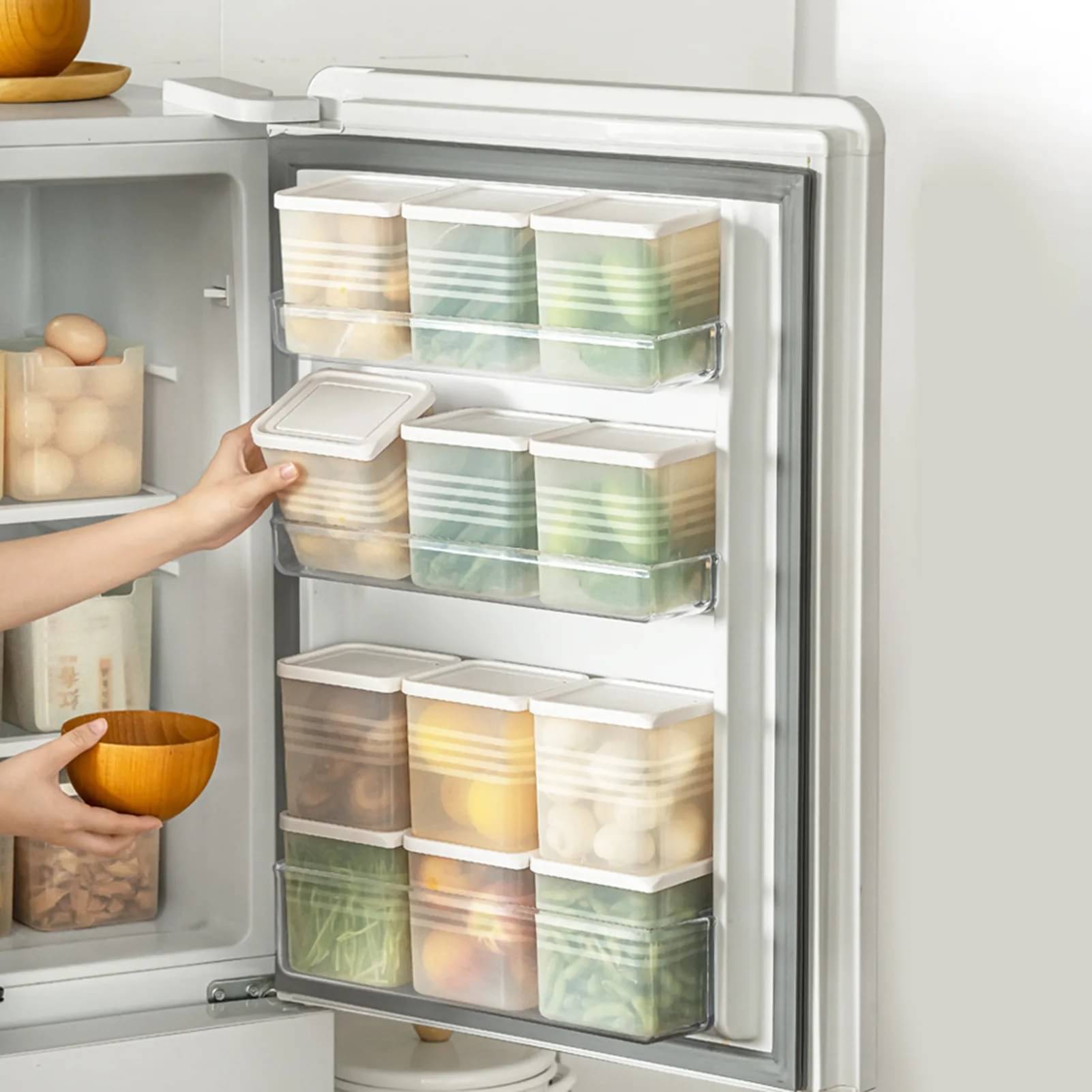     			RAVISTRA Fridge Storage Boxes Polyproplene Transparent Multi-Purpose Container ( Set of 6 )
