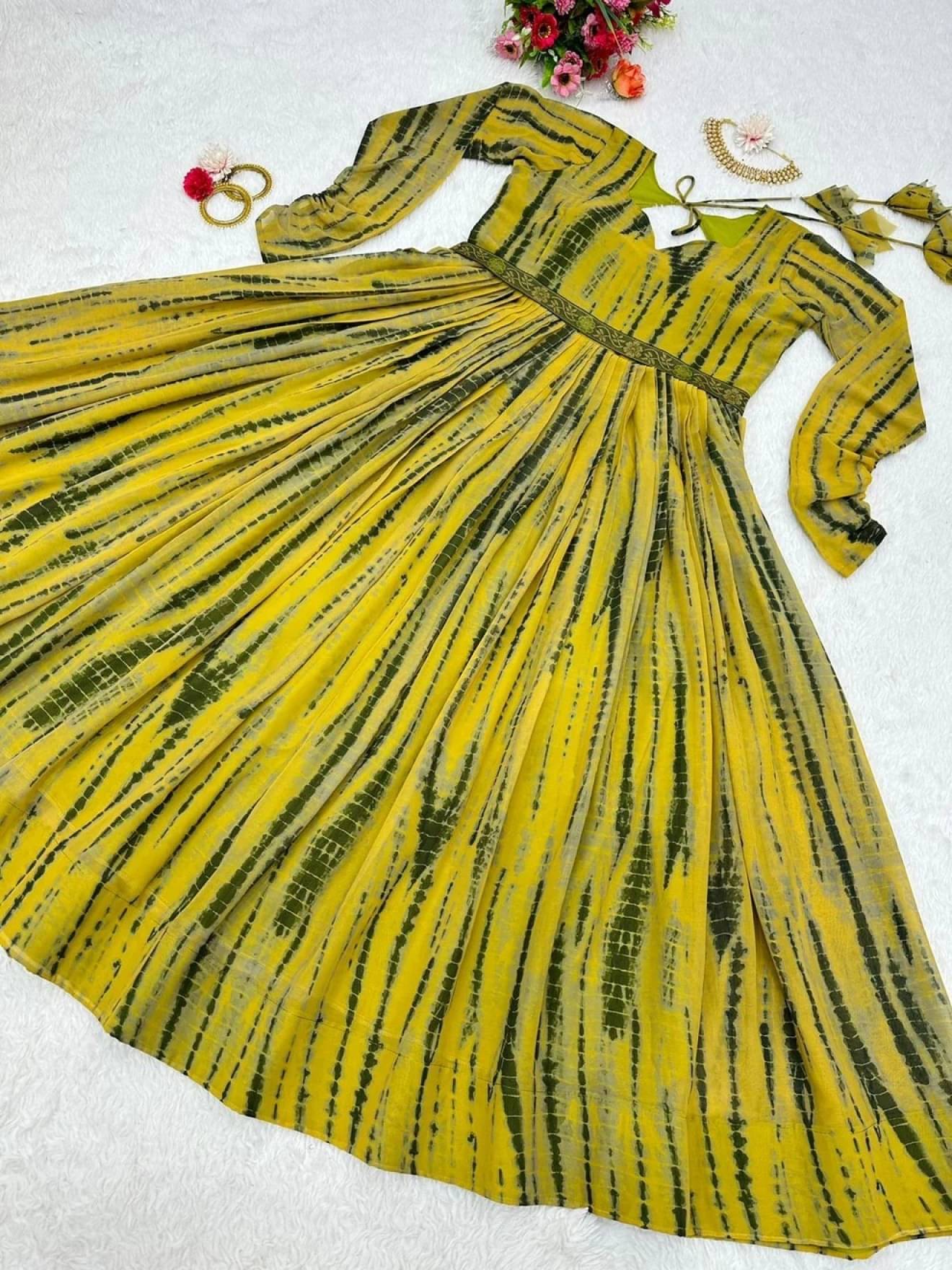 Krunal Raiyani Women's Cotton Blend Printed Fit & Flare Dress ( Yellow ) Krunal Raiyani Women's Cotton Blend Printed Fit & Flare Dress ( Yellow )