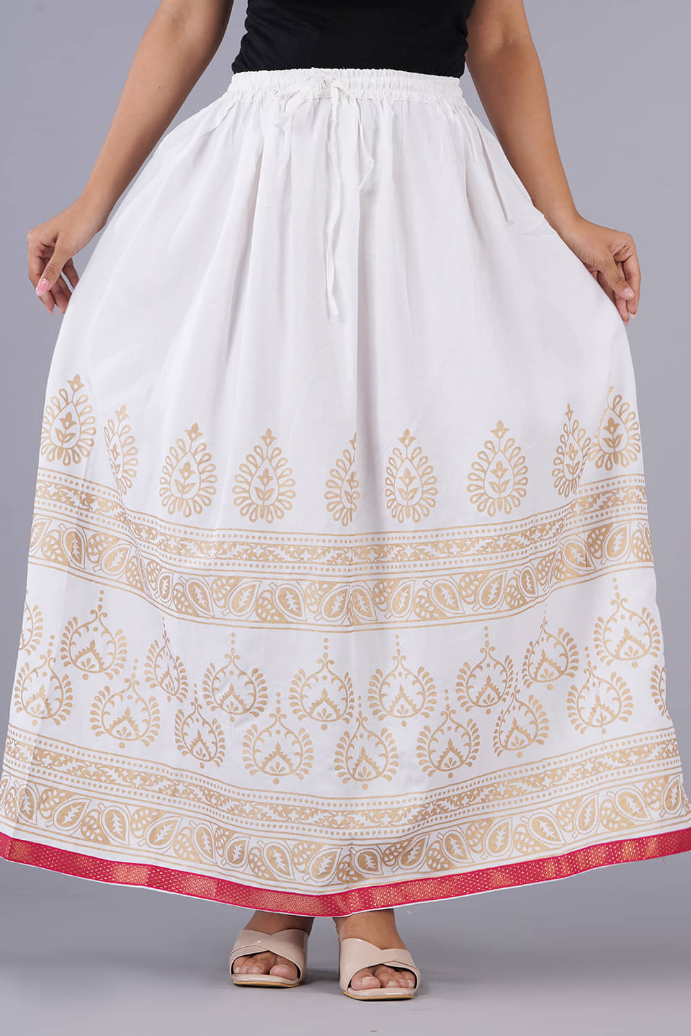 Rangsthali White Rayon Women's Flared Skirt ( Pack of 1 ) Rangsthali White Rayon Women's Flared Skirt ( Pack of 1 )