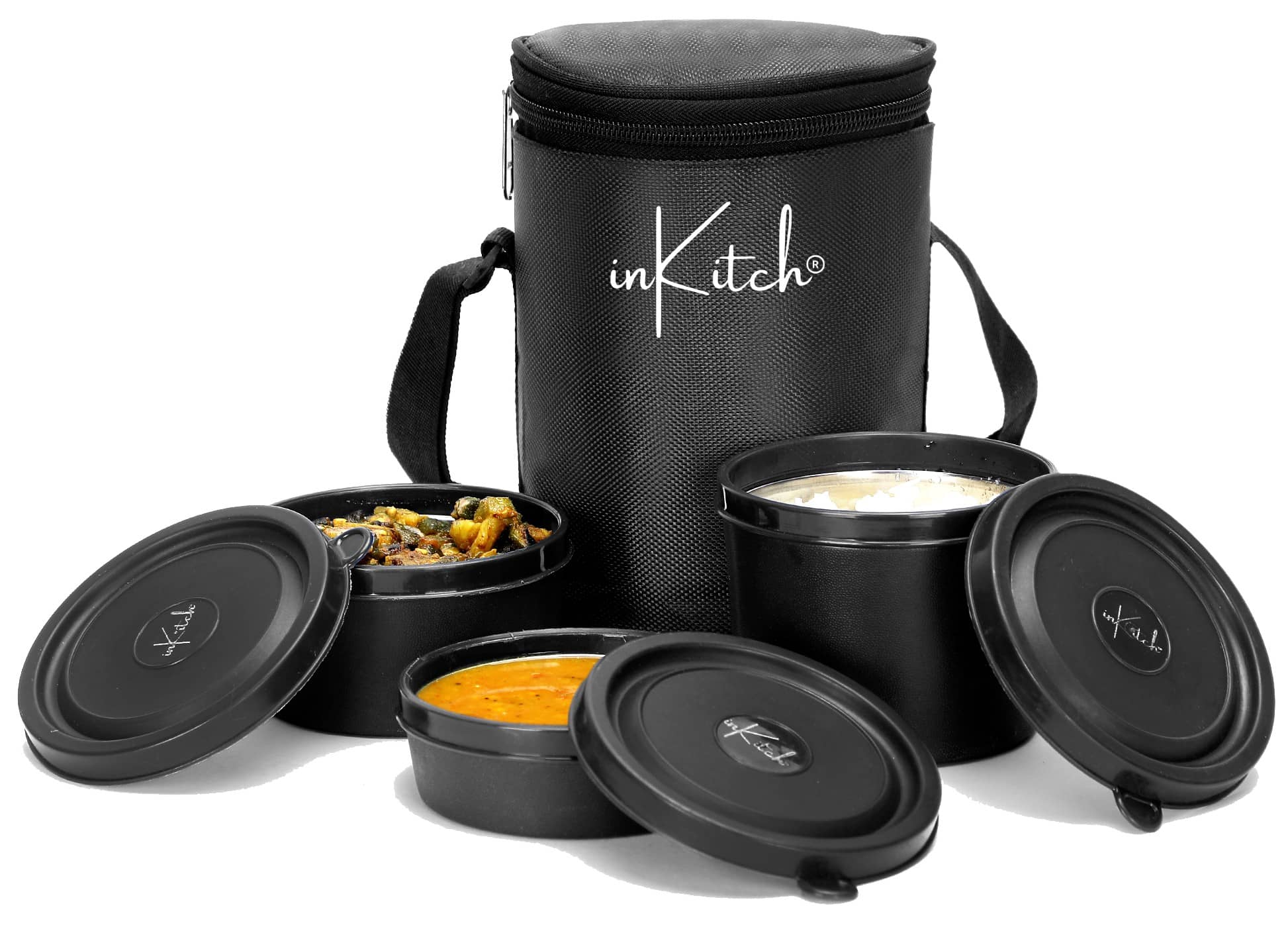 inKitch Microwave Tiffin Box Stainless Steel Lunch Box 3 - Container ( Pack of 1 )