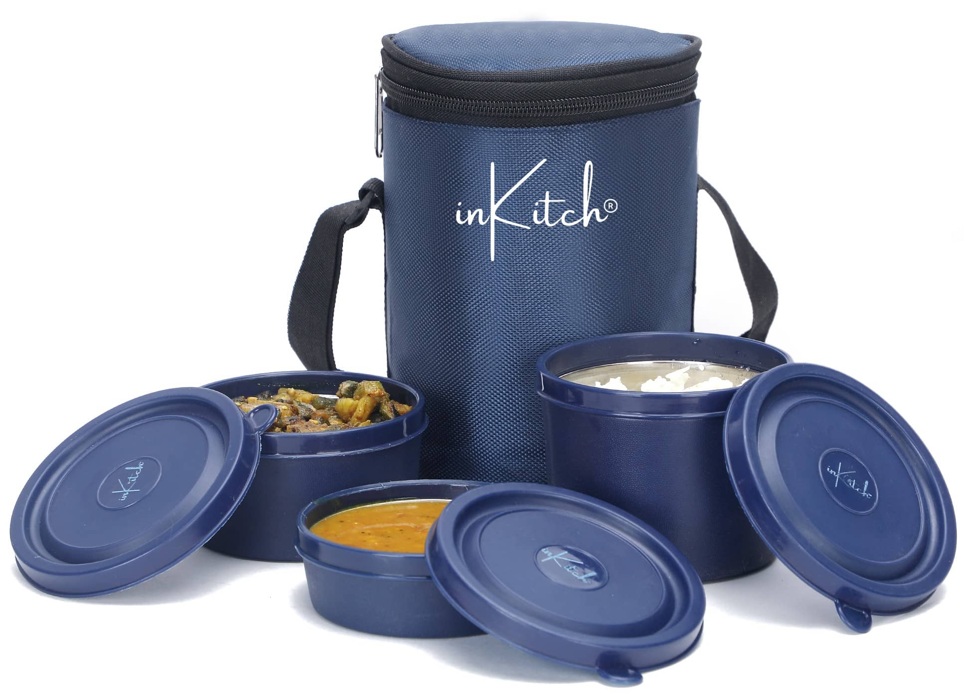 inKitch Microwave Tiffin Box Stainless Steel Lunch Box 3 - Container ( Pack of 1 )