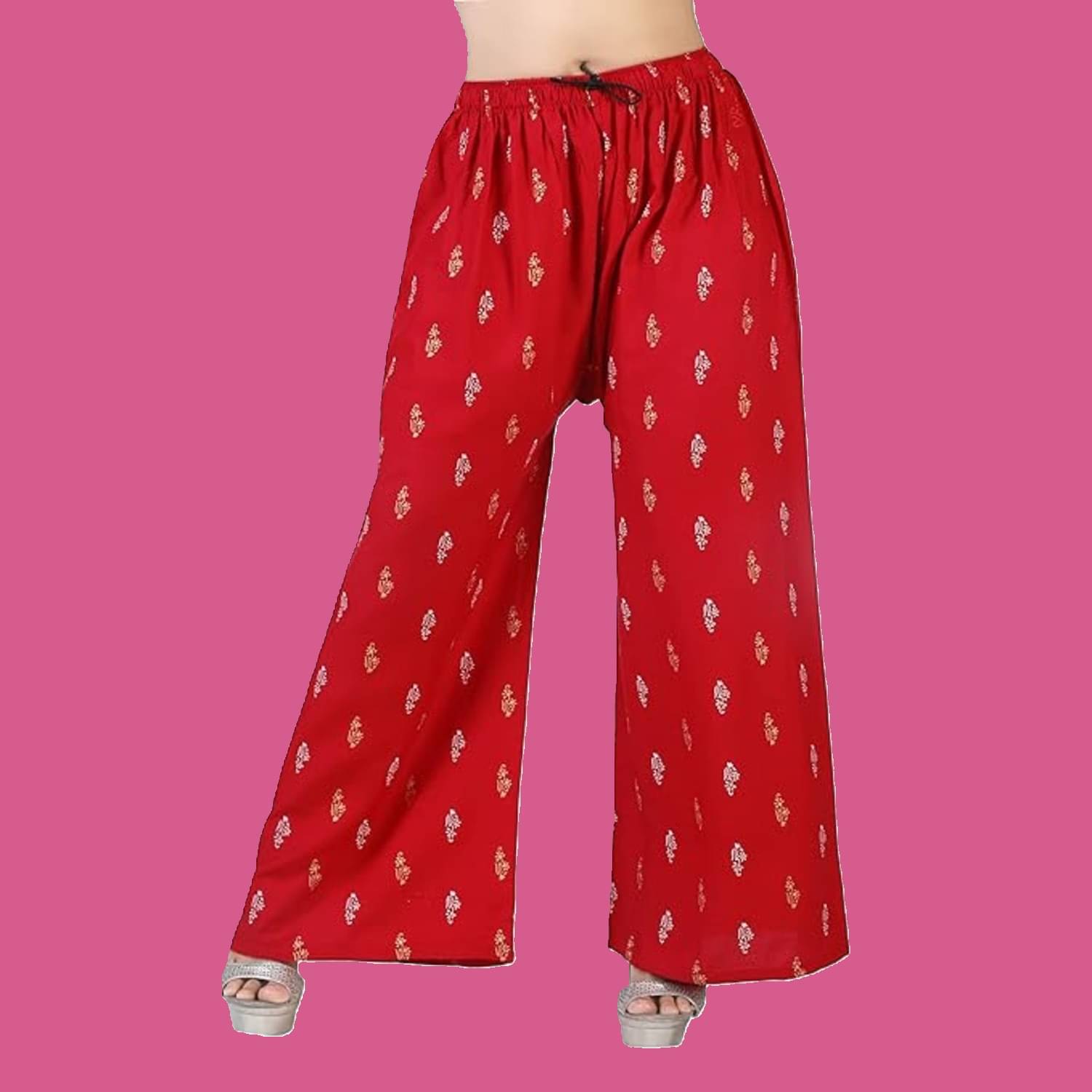 Aura Glam Pack of 1 Rayon Wide leg Women's Palazzos ( Red )     			Aura Glam Pack of 1 Rayon Wide leg Women's Palazzos ( Red )
