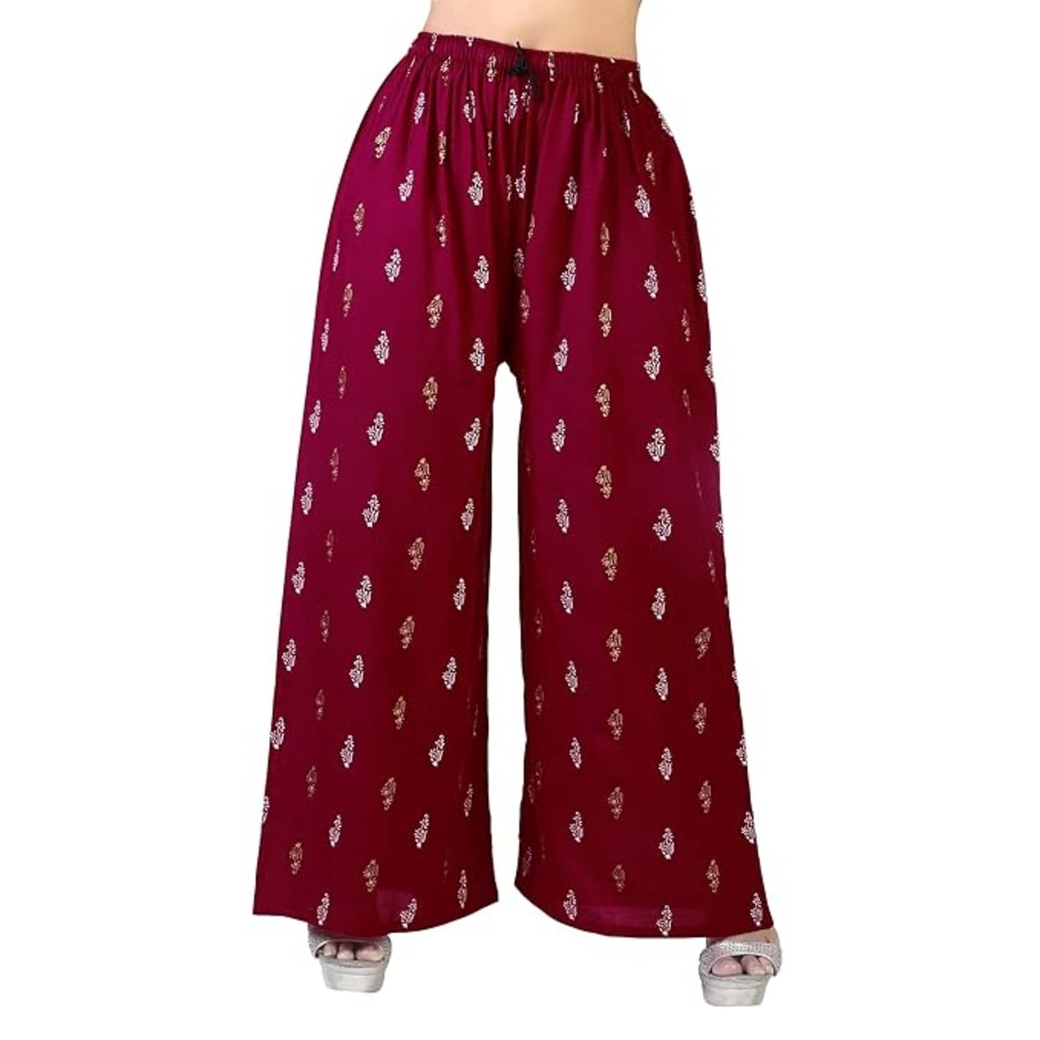 Aura Glam Pack of 1 Rayon Wide leg Women's Palazzos ( Maroon )     			Aura Glam Pack of 1 Rayon Wide leg Women's Palazzos ( Maroon )