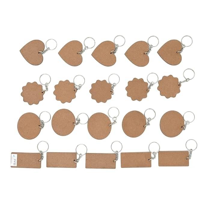     			DESIDRAPES Brown Wood Keychain - Pack of 20