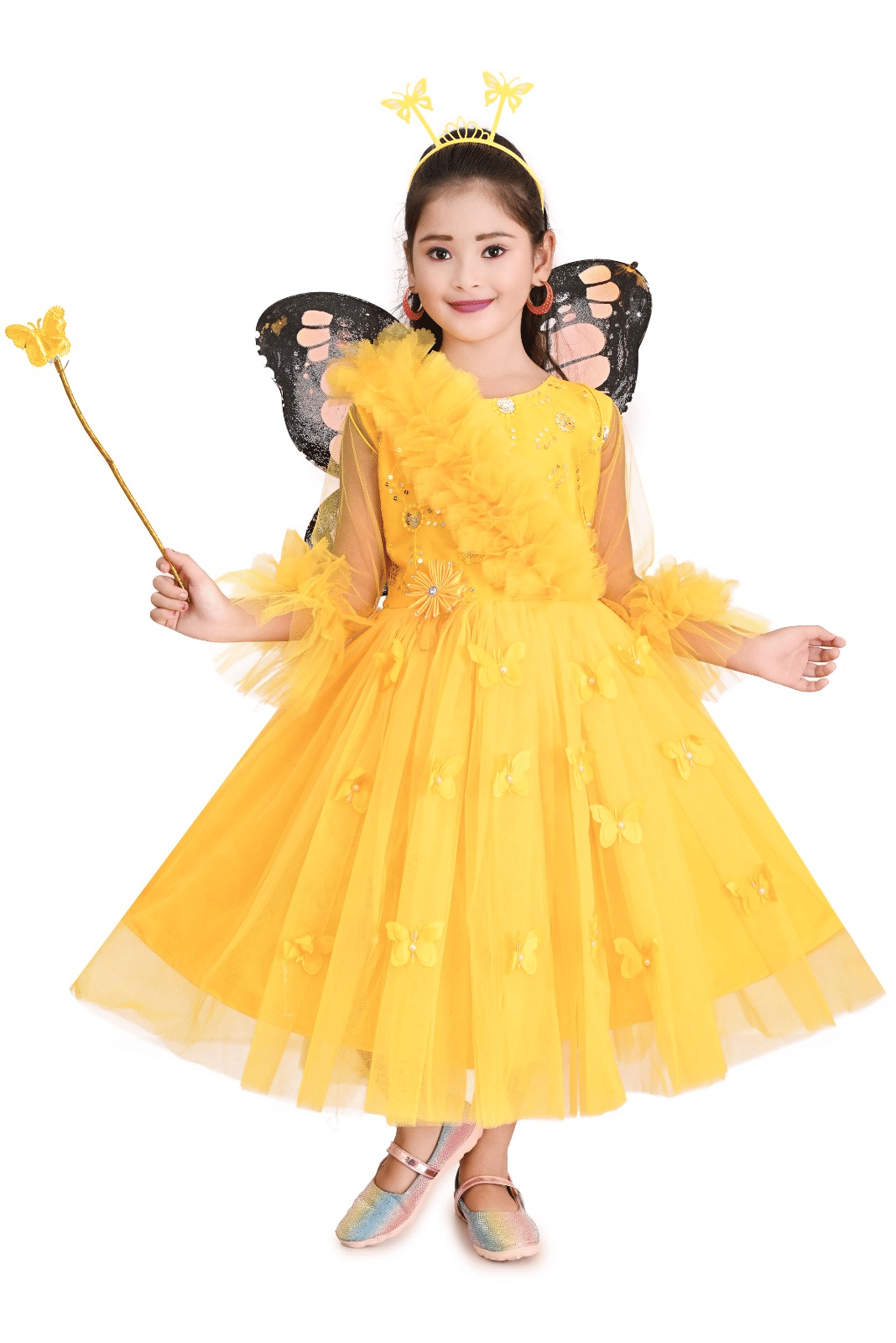 DS DRESSES Linen Frock For Girls ( Pack of 1 , Yellow )