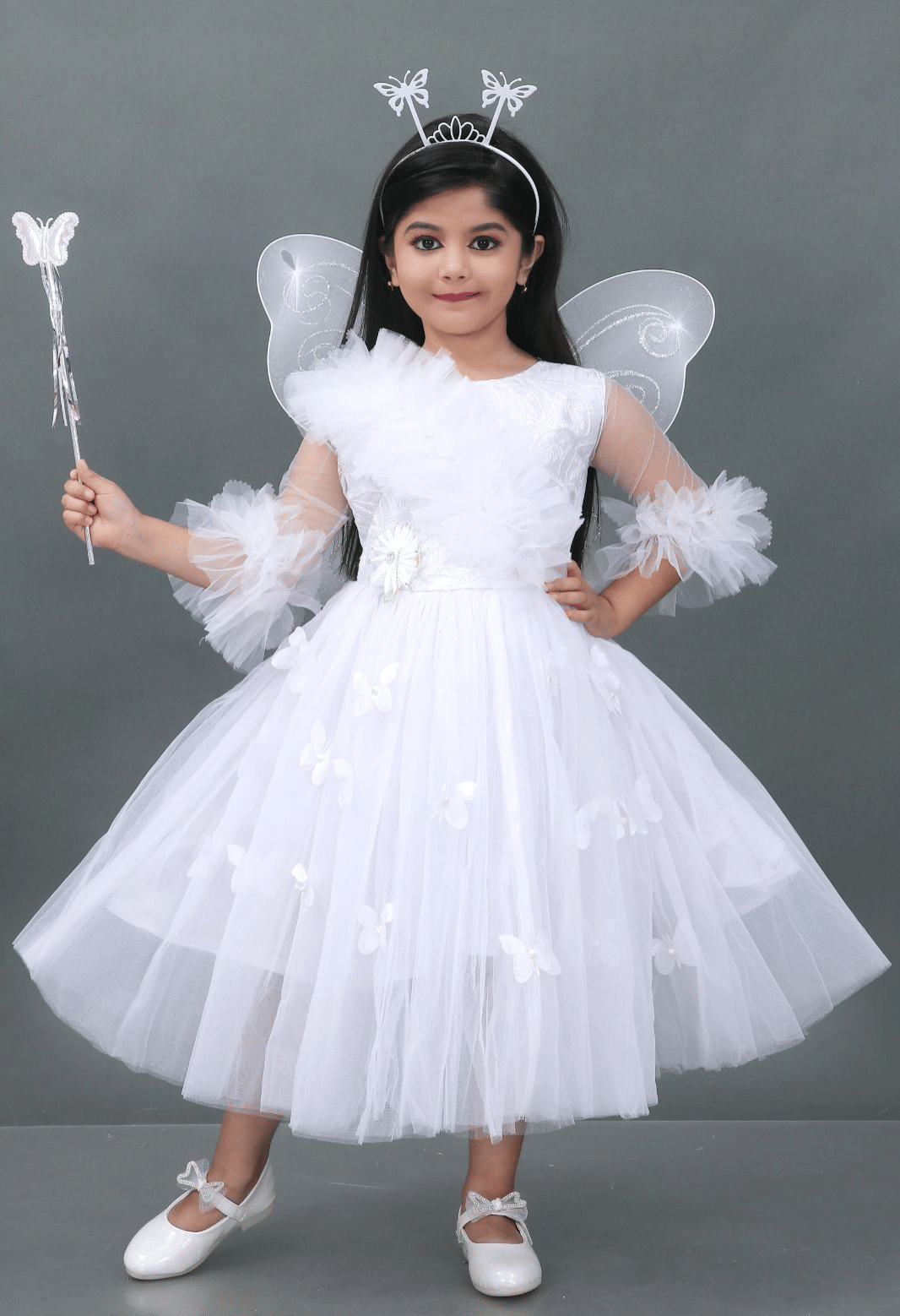 DS DRESSES Net Frock For Girls ( Pack of 1 , White )