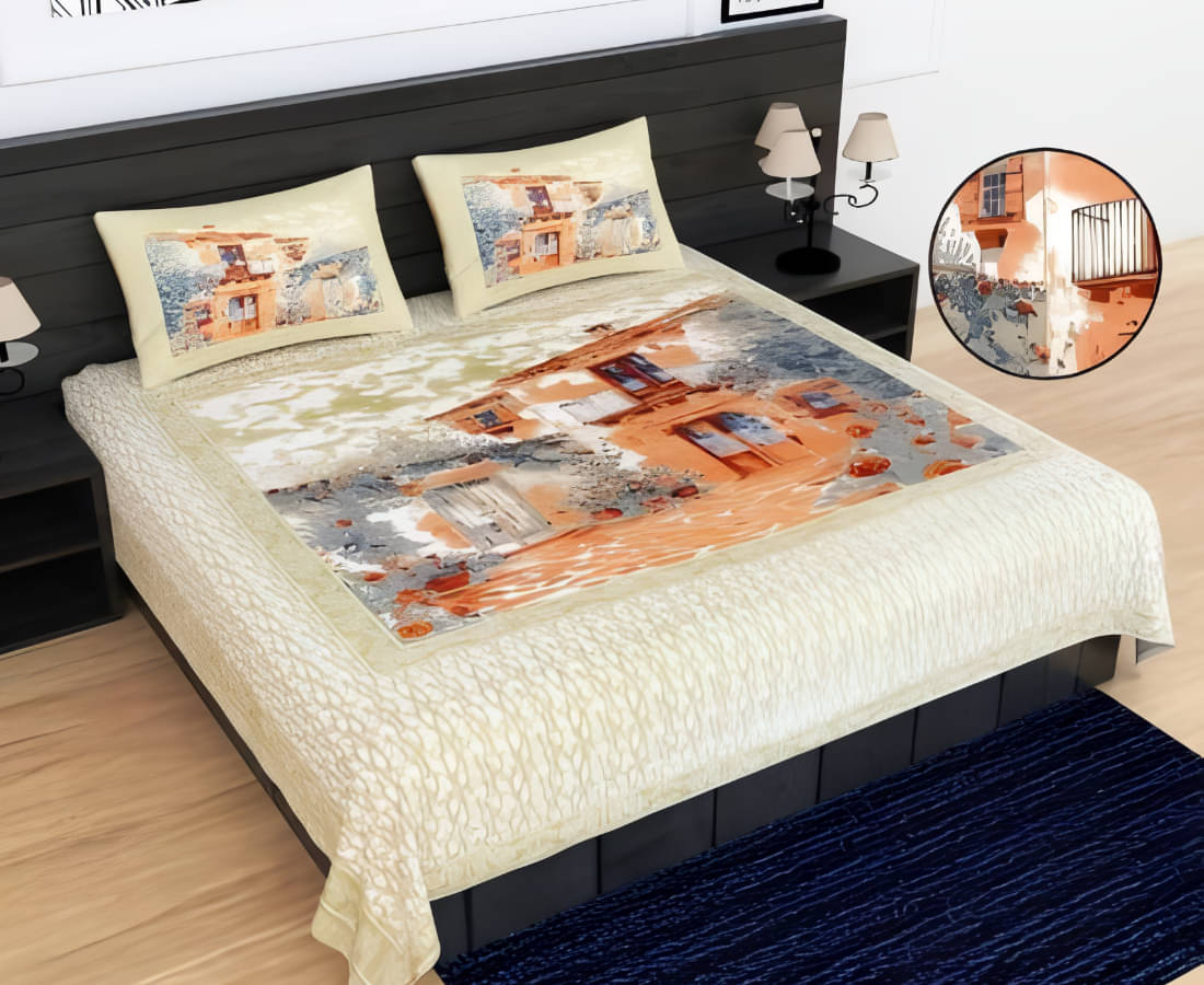 Dreamsheet Cotton 1 Double Queen Bedsheet with 2 Pillow Covers ( Orange ) Dreamsheet Cotton 1 Double Queen Bedsheet with 2 Pillow Covers ( Orange )