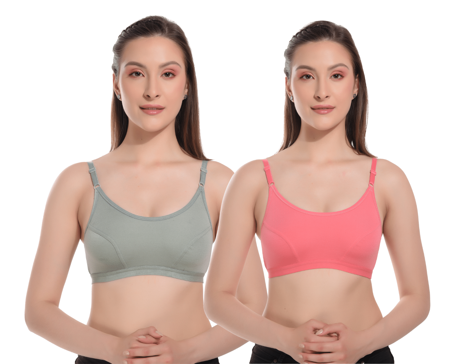 FAZTER Pack of 2 Lycra Non Padded Everyday Bra For Women ( Mint Green,Pink ) FAZTER Pack of 2 Lycra Non Padded Everyday Bra For Women ( Mint Green,Pink )