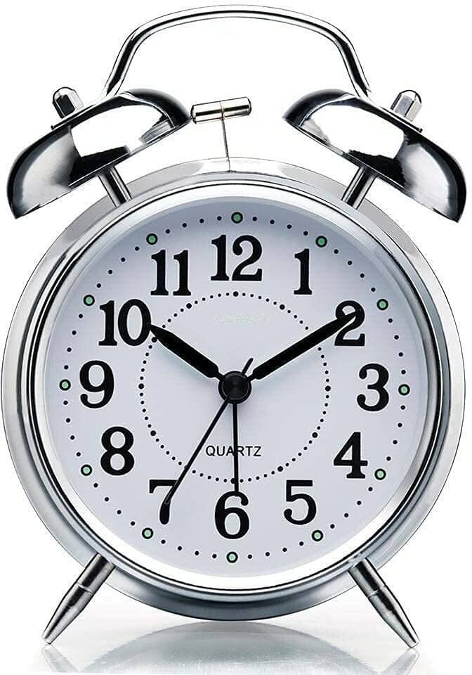FULKIZA Analog Alarm Clock Silver Alarm Clock - Pack of 1 FULKIZA Analog Alarm Clock Silver Alarm Clock - Pack of 1