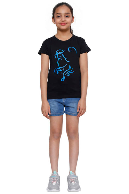     			IndiWeaves Pack of 1 Girls Cotton T-Shirt ( Black )