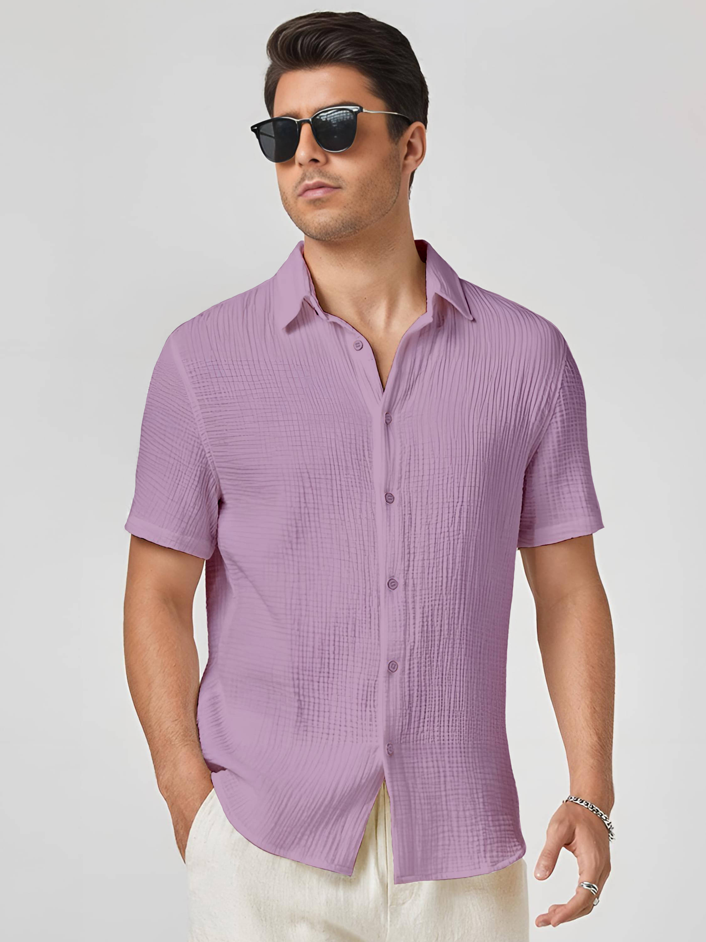 KAKIDO Polyester Regular Fit Half Sleeves Men's Formal Shirt - Pink ( Pack of 1 ) KAKIDO Polyester Regular Fit Half Sleeves Men's Formal Shirt - Pink ( Pack of 1 )